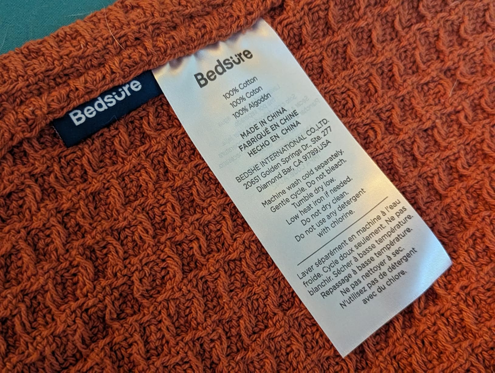 Bedsure 100% Cotton Blanket, Waffle Weave, Queen Size, White, 90