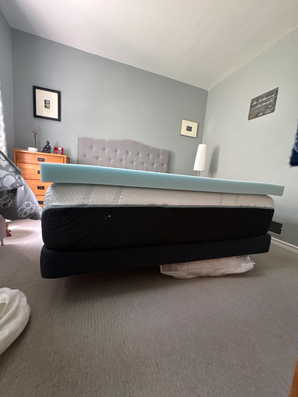 Linenspa Memory Foam Mattress Topper, Queen Size - 3 Inch Gel Infused Memory Foam - Plush Feel - Cooling and Pressure Relieving - CertiPUR Certified customer photo 2