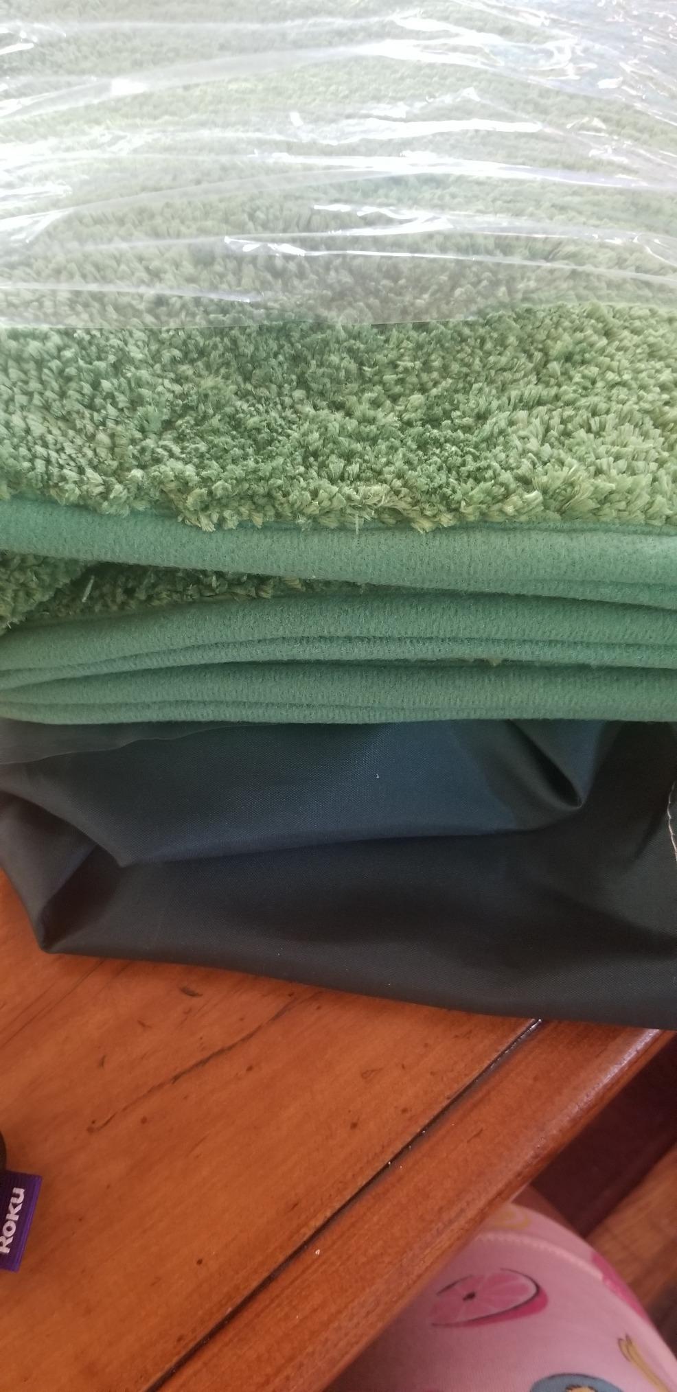 Fancy Linen 3pc Solid Non-Slip Bath Mat Set Bathroom U-Shaped Contour Rug, Mat and Toilet Lid Cover New # 6 (Sage Green) customer photo 1