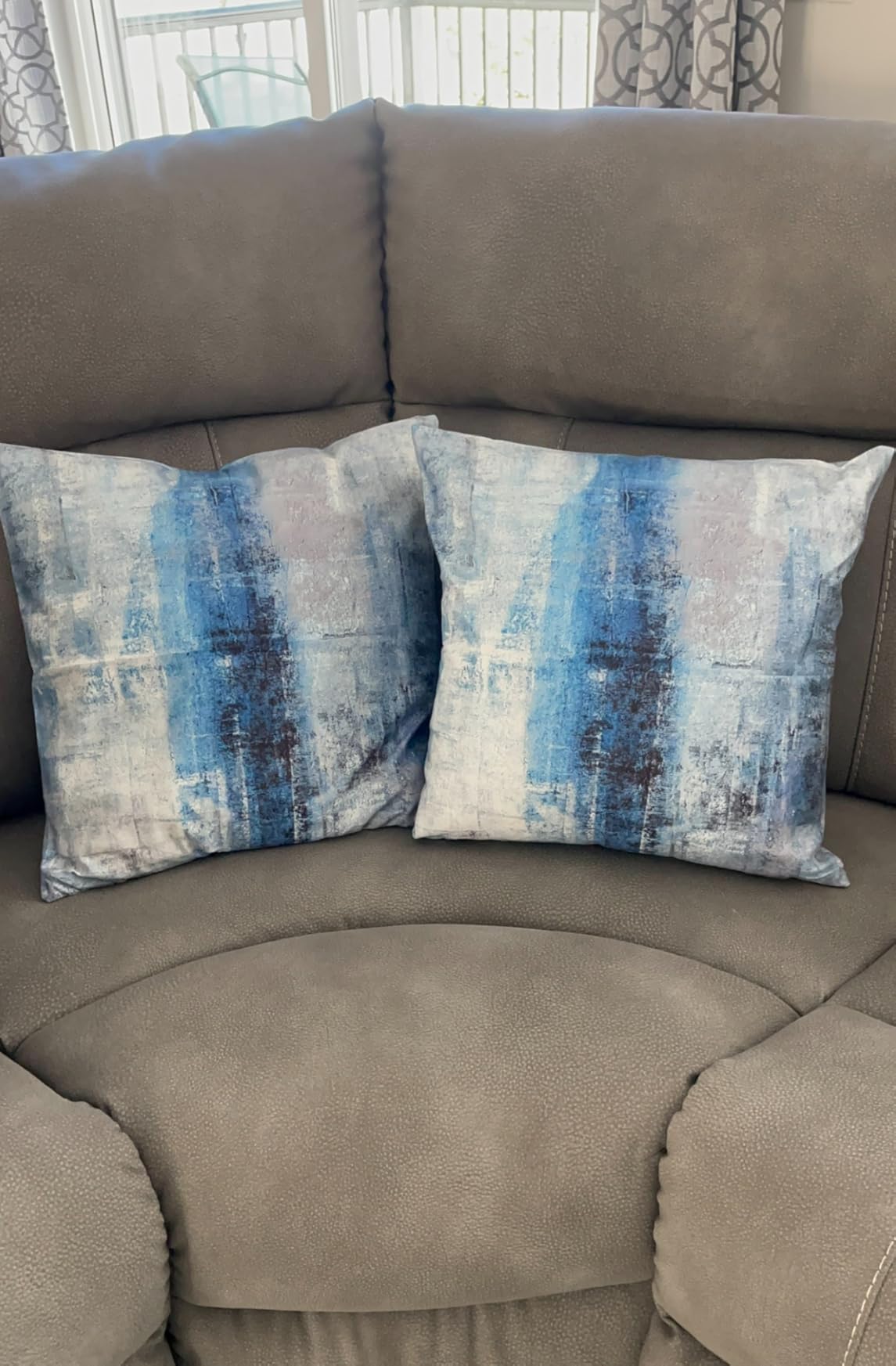 Blue and Grey Abstract Art Artwork Pillow Cover, Gallery Modern Decorative Throw Pillows Cushion Cover for Bedroom Sofa Living Room 18 x 18 Inch Set of 2 | Decorative Throw Pillow Covers Cushion Covers for Couch Bedroom Sofa Living Room customer photo 1
