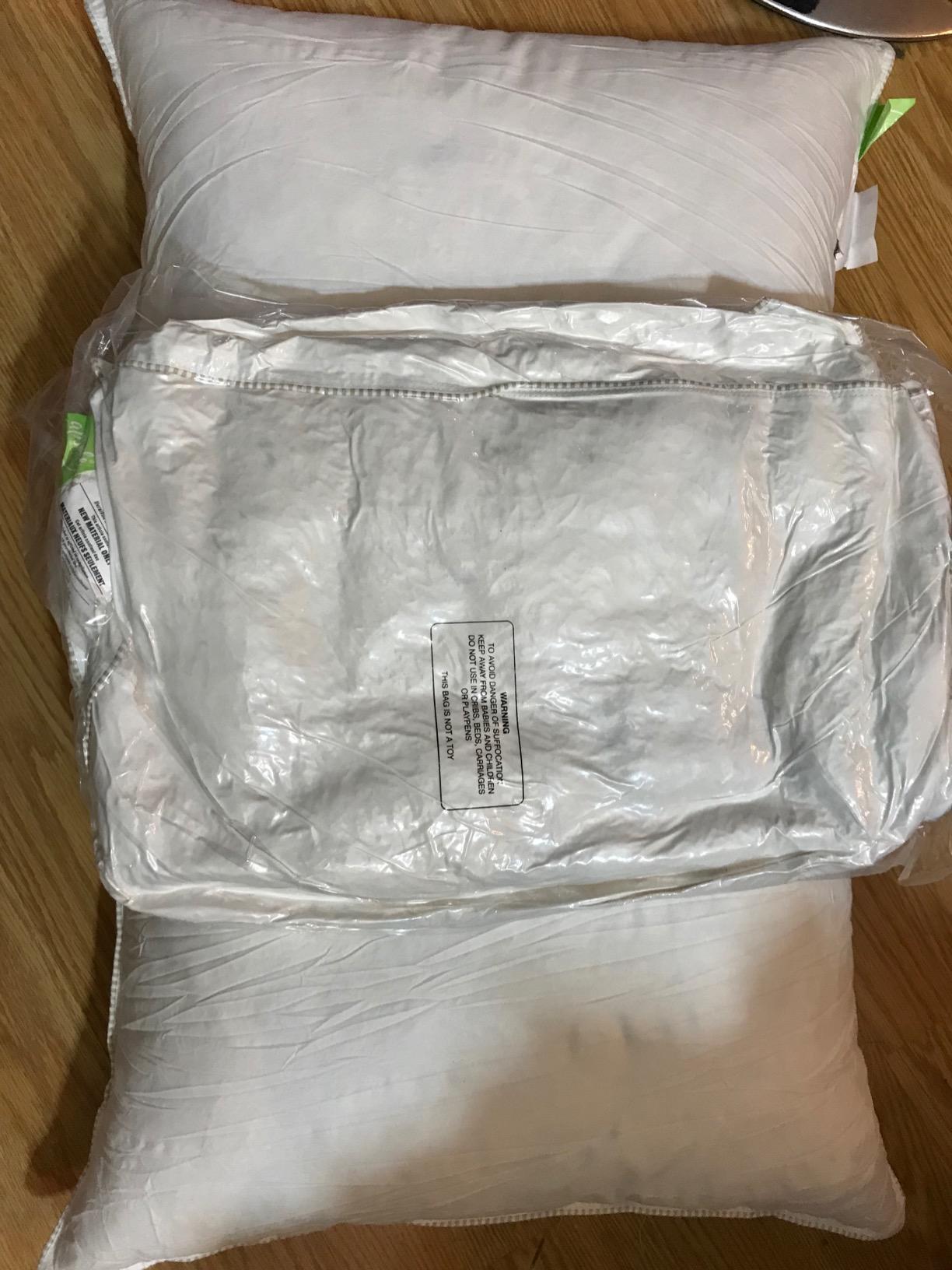 APSMILE Organic Feather Down Pillows Set of 2, King Size Bed Pillows for Sleeping with 100% Cotton Cover, 3-Chamber Hybrid Feather Down Core Pillow Surrounded by Polyester, 20x36 Inches customer photo 2