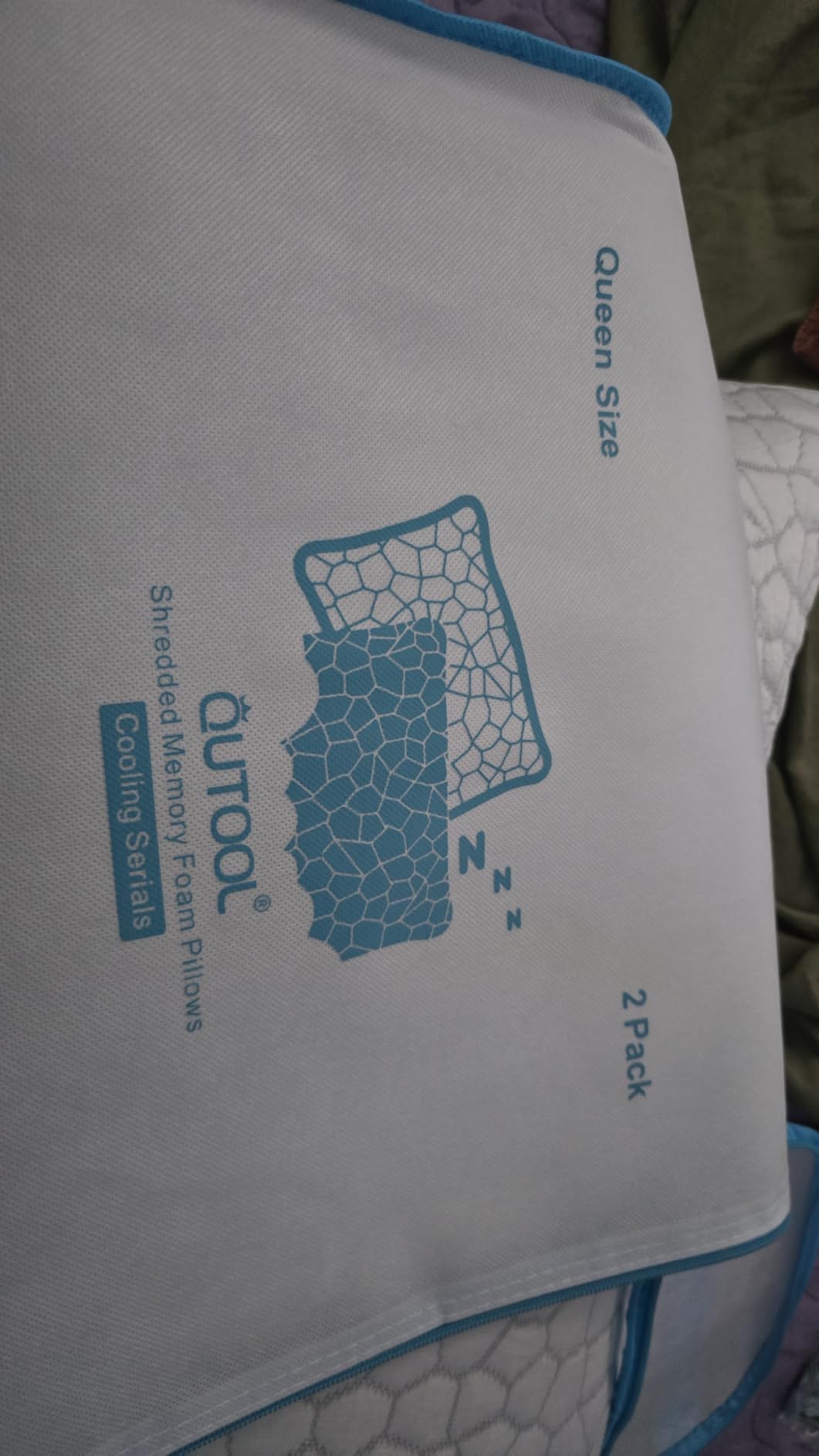 QUTOOL Cooling Pillow for Sleeping, CertiPUR-US Shredded Memory Foam Queen Pillows Set of 2, Cool Pillow for Hot Sleepers Adjustable Firm Pillow for Side, Back, Stomach Sleepers Soft Yet Support,White customer photo 1