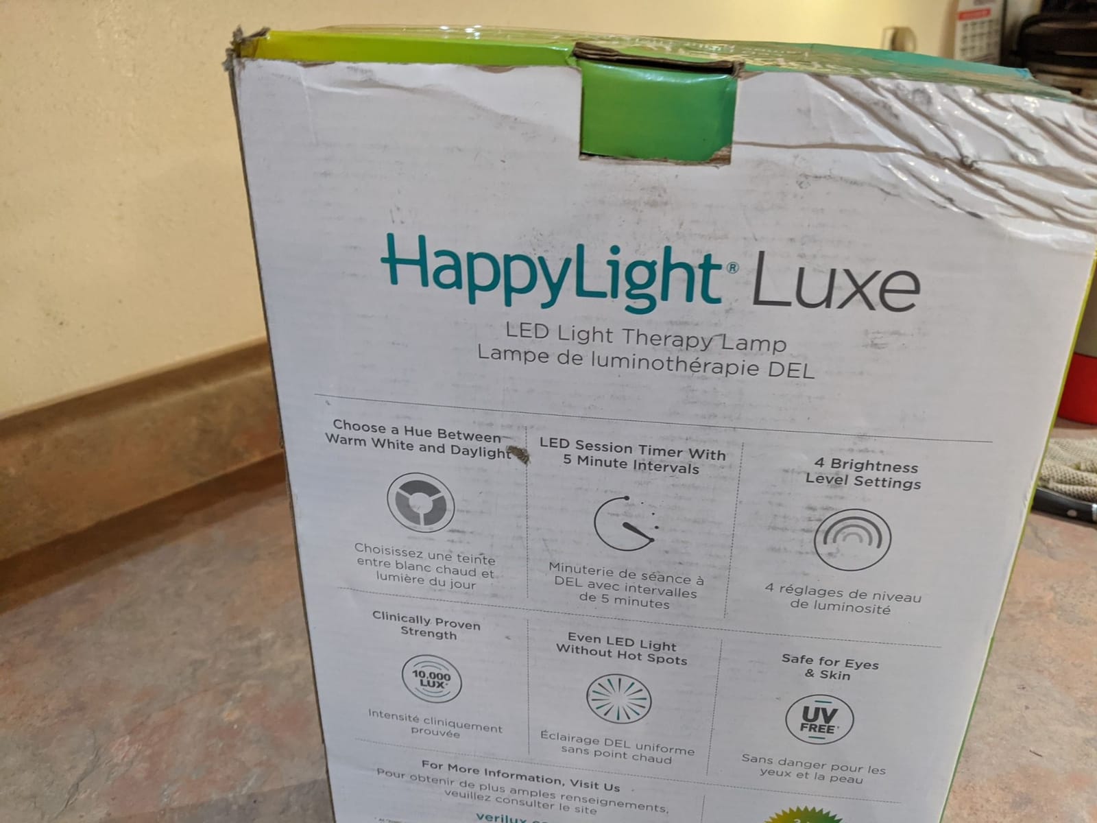 Verilux HappyLight Luxe - Light Therapy Lamp with 10,000 Lux, UV-Free, LED Bright White Light with Adjustable Brightness, Color, Countdown Timer, & Stand - Boost Mood, Sleep, Focus (White) customer photo 2