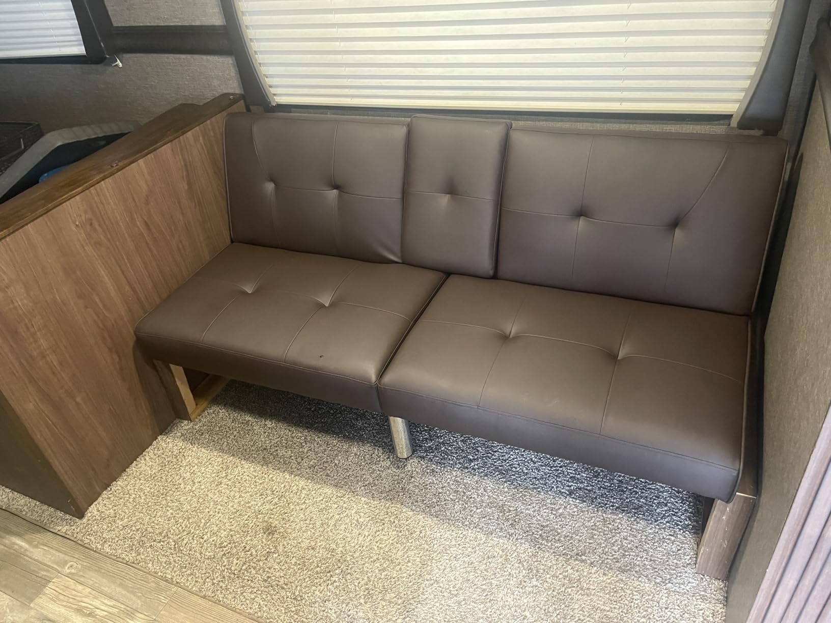Yaheetech Convertible Futon Sofa Bed Loveseat with Cup Holder, Black customer photo 1