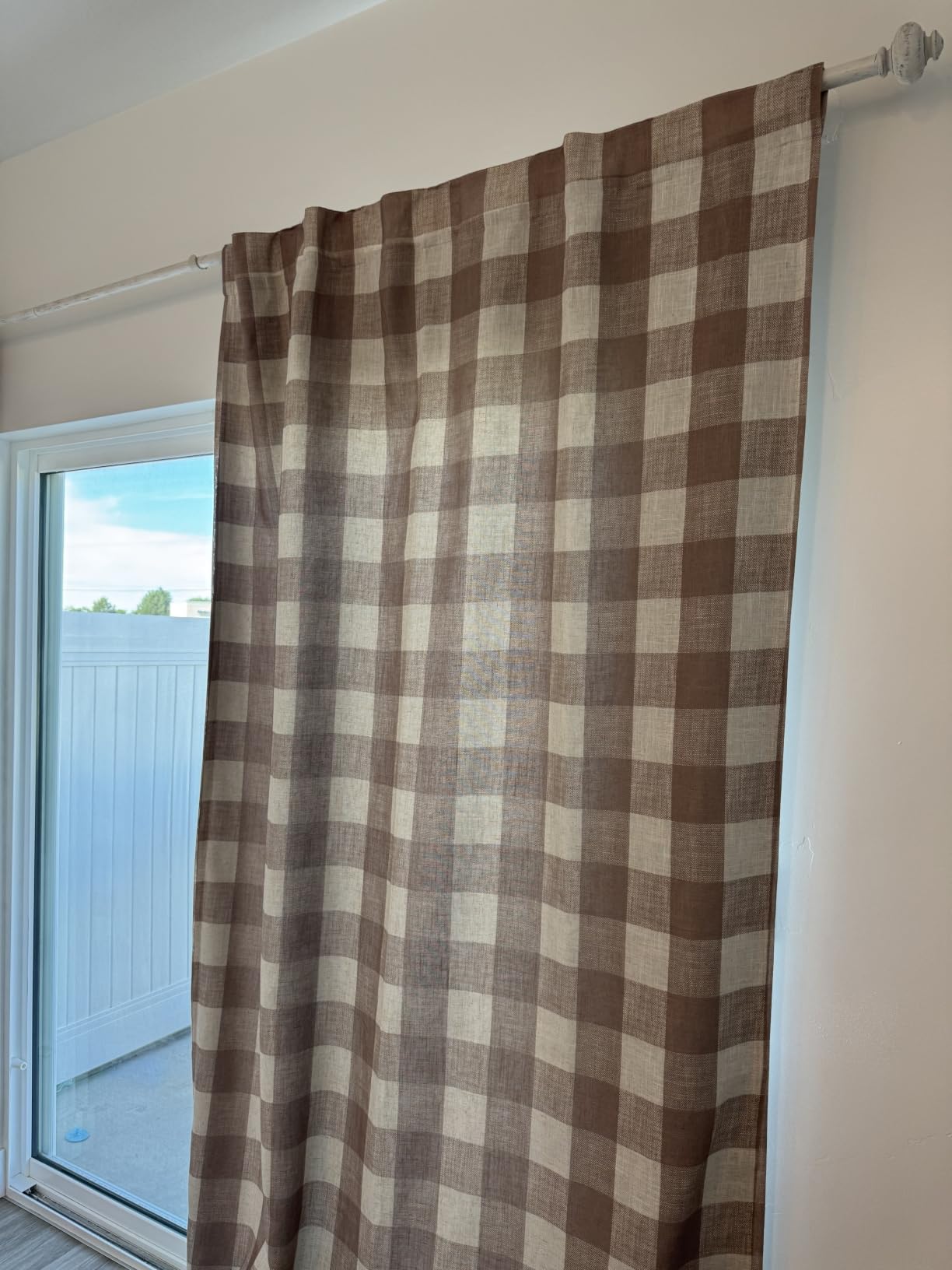 Grainger Buffalo Check Blackout Window Curtain, Linen - 52