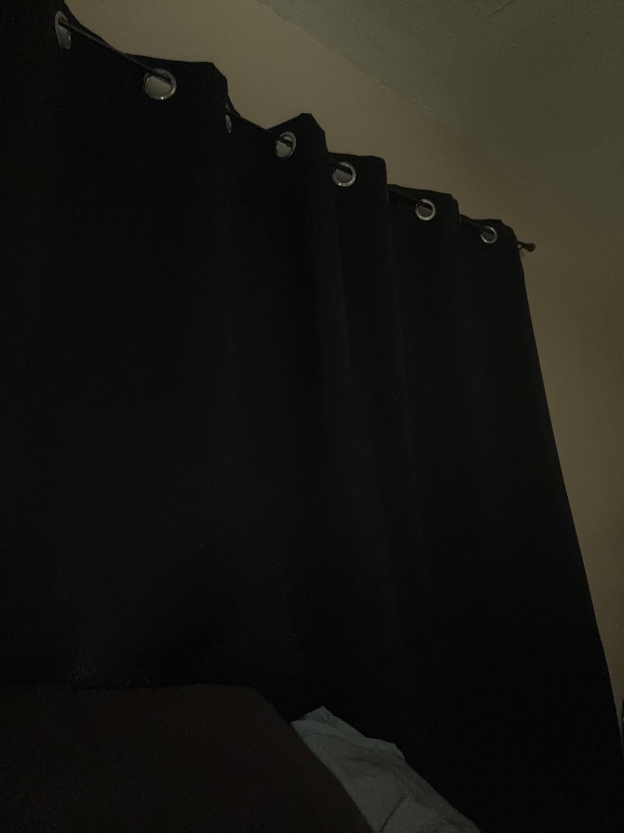 NICETOWN Halloween Bathroom Blackout Curtains and Drapes, Black Solid Thermal Insulated Grommet Blackout Drapery Panels for Window (2 Panels, 34 inches Wide by 45 inches Long, Black) customer photo 1
