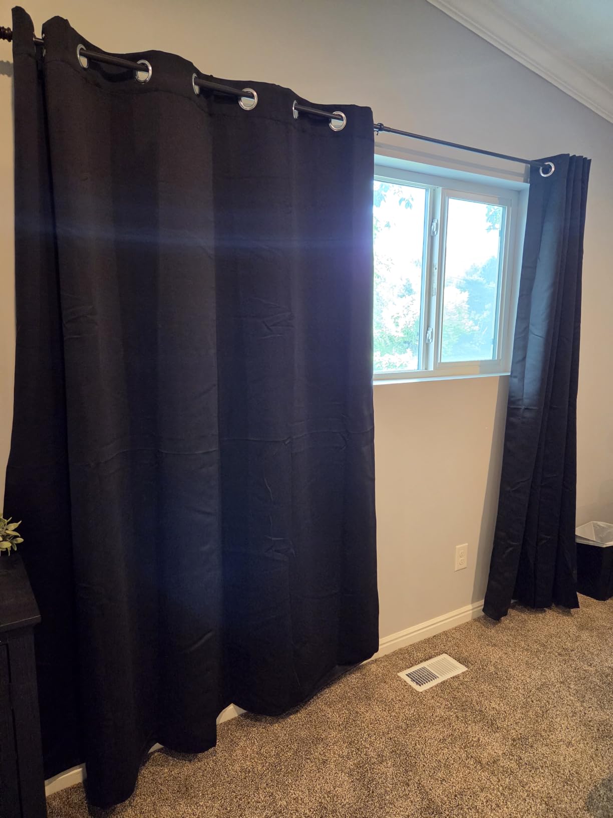 NICETOWN Halloween Bathroom Blackout Curtains and Drapes, Black Solid Thermal Insulated Grommet Blackout Drapery Panels for Window (2 Panels, 34 inches Wide by 45 inches Long, Black) customer photo 2