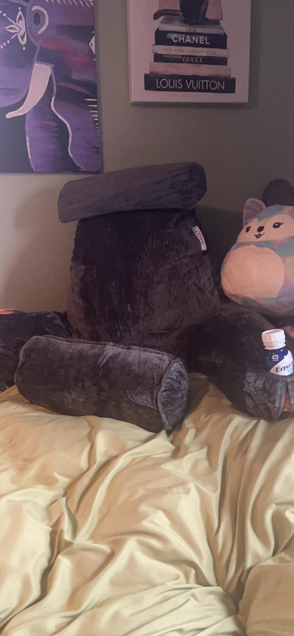 Nestl Reading Pillow for Bed, Back Pillow for Sitting Up in Bed, Dark Grey customer photo 1