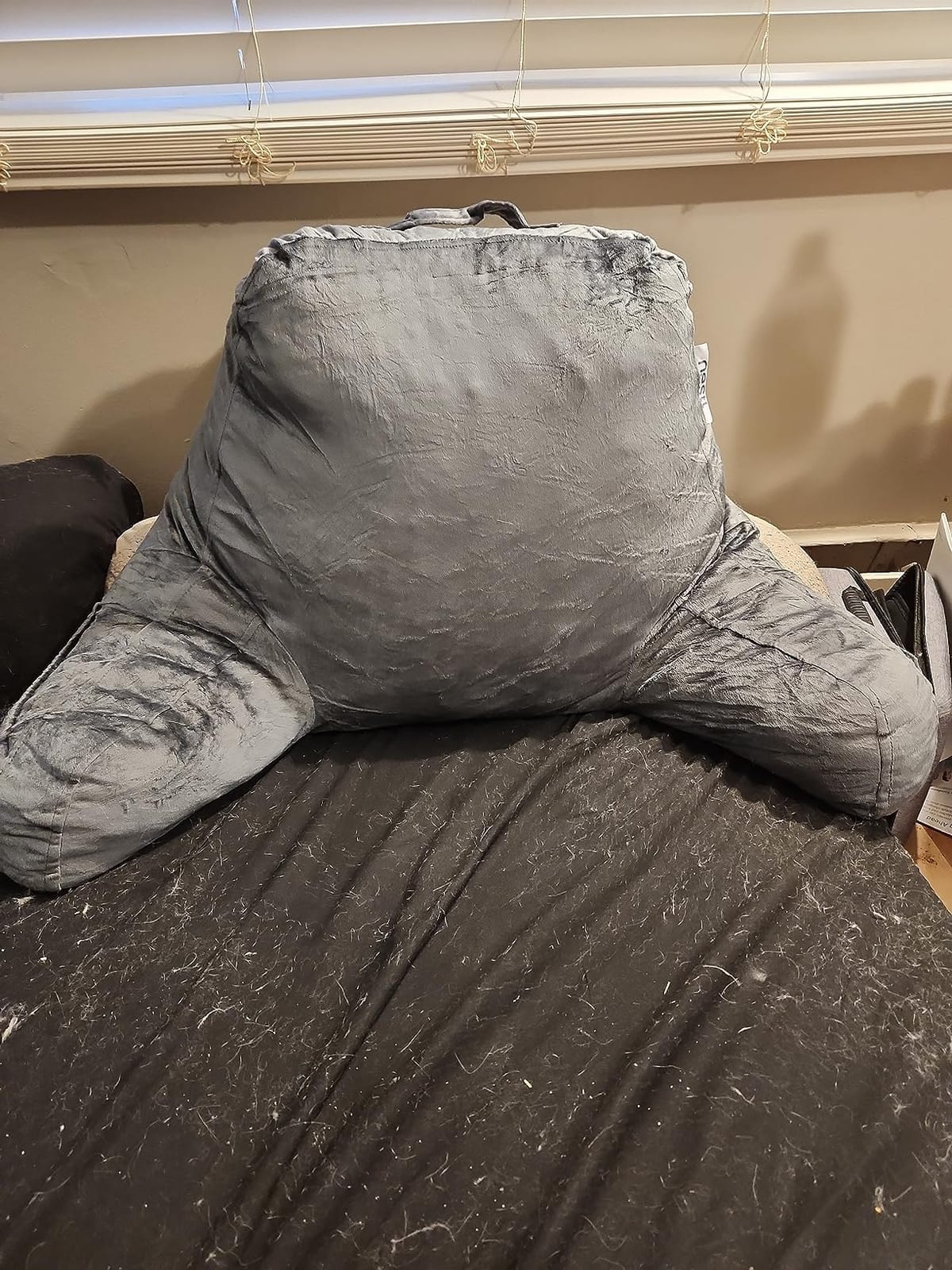 Nestl Reading Pillow for Bed, Back Pillow for Sitting Up in Bed, Dark Grey customer photo 2