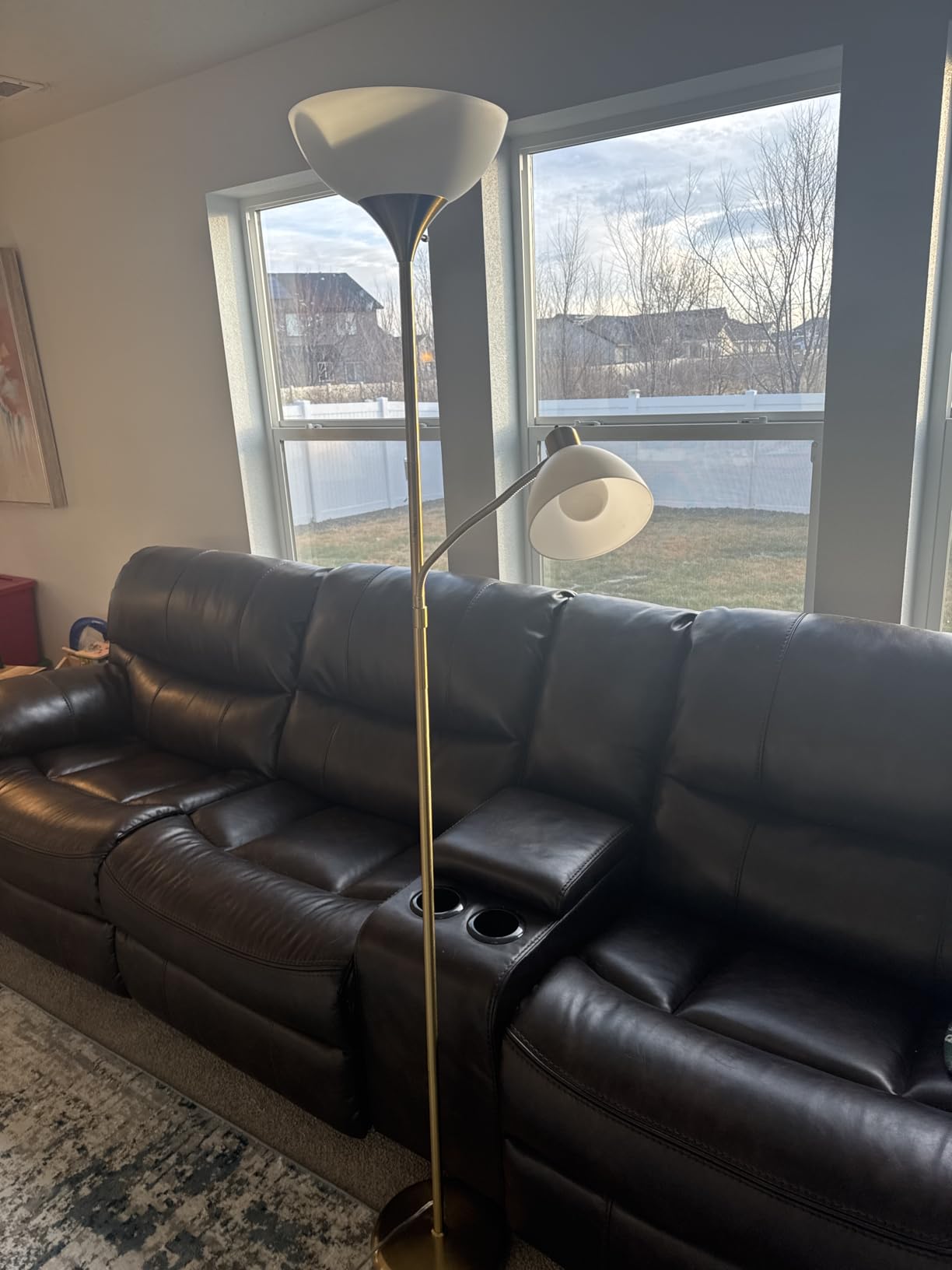 Brightech Sky Dome Plus LED Floor lamp, Torchiere Super Bright Floor Lamp with Reading Lamp for Living Rooms & Offices - Dimmable Tall Standing Lamp for Bedroom Reading - Gold Brass customer photo 1