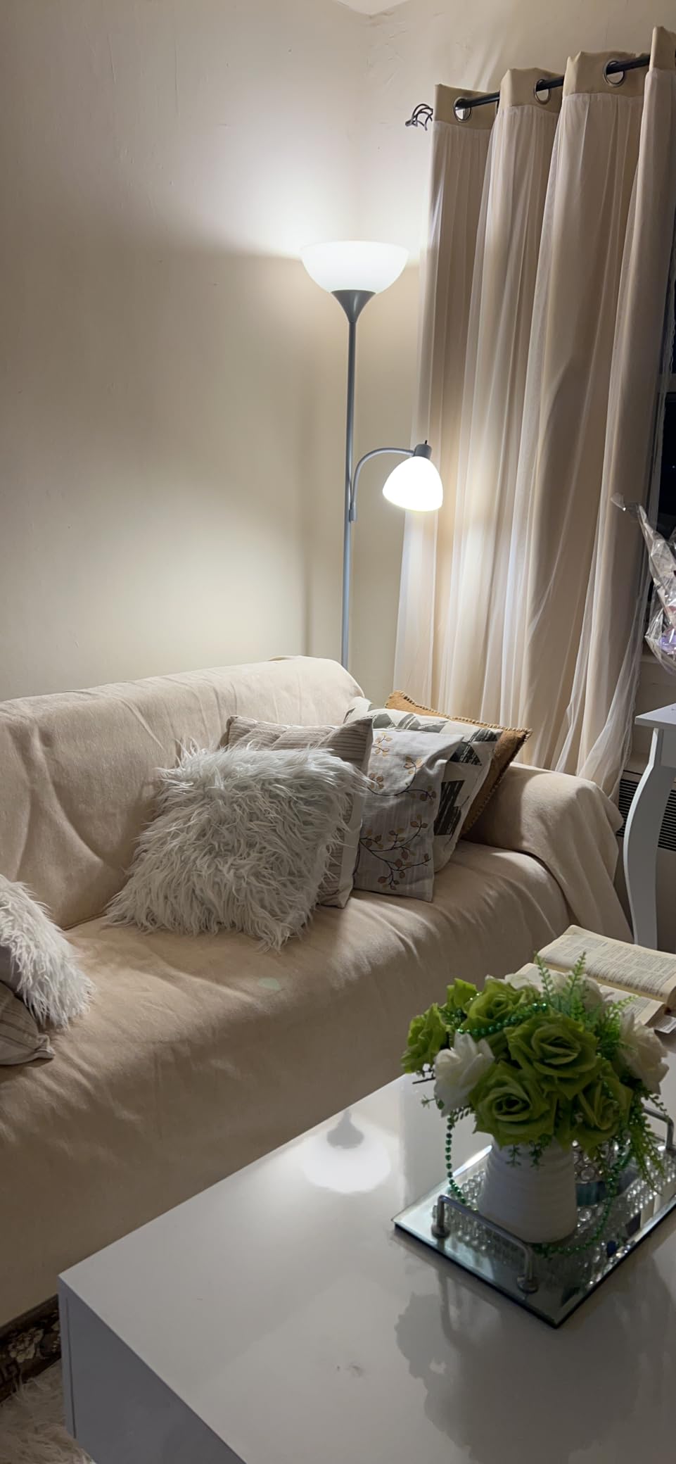 Brightech Sky Dome Plus LED Floor lamp, Torchiere Super Bright Floor Lamp with Reading Lamp for Living Rooms & Offices - Dimmable Tall Standing Lamp for Bedroom Reading - Gold Brass customer photo 2