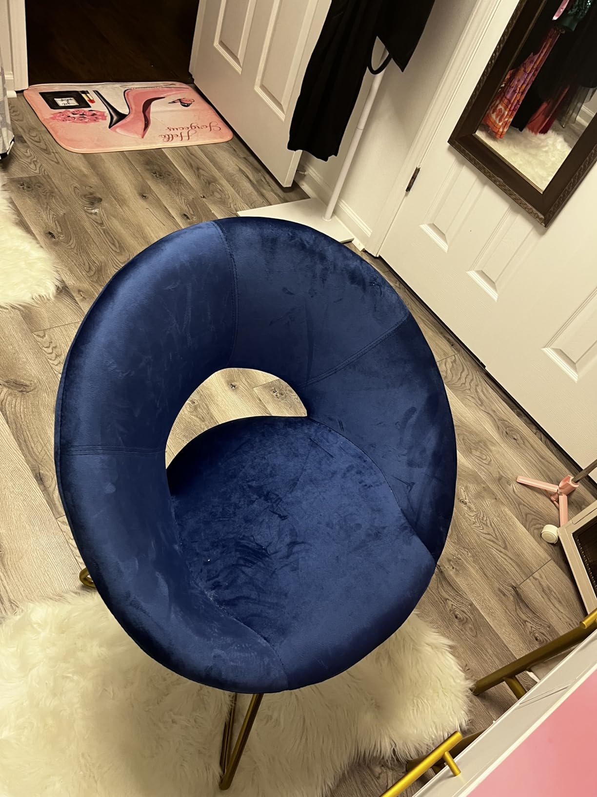 Roundhill Furniture Slatina Silky Velvet Upholstered Accent Chair with Gold Tone Finished Base, Pink customer photo 2