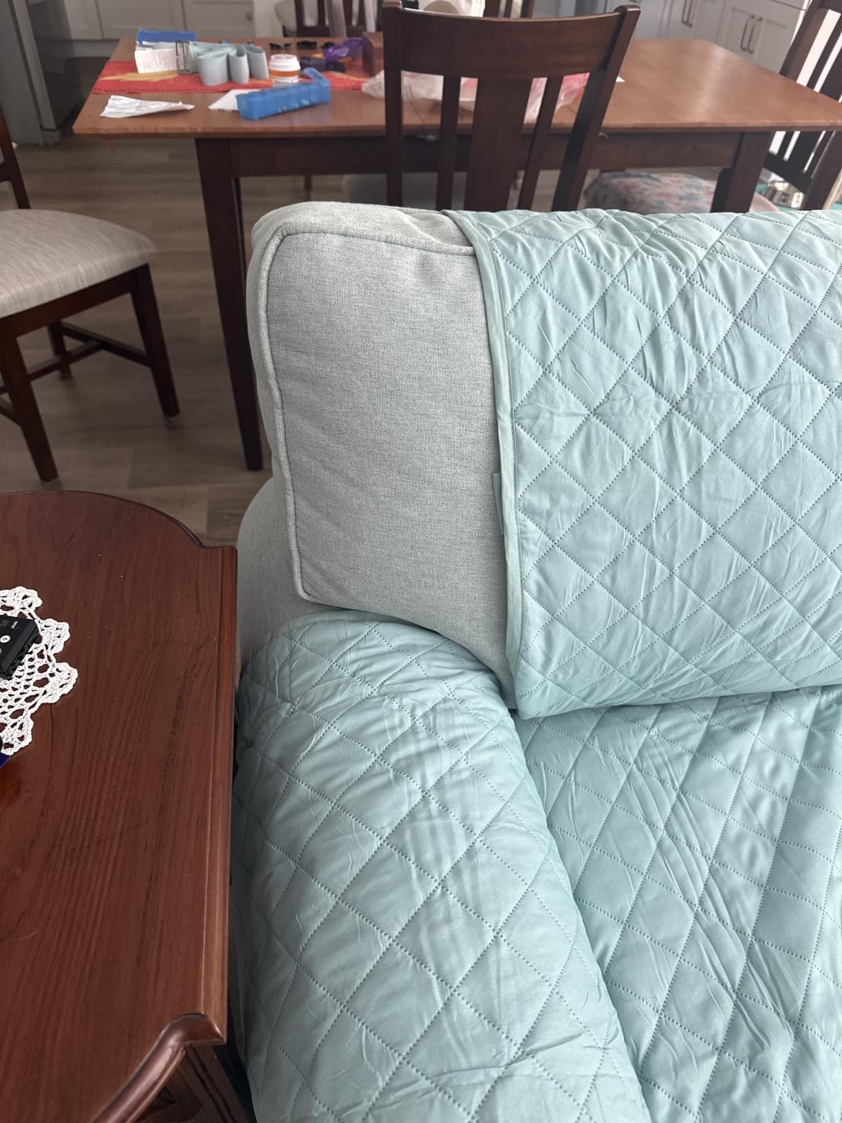 Sofa Shield® Couch Loveseat Slip Cover for Dogs with Strap, Light Gray customer photo 2