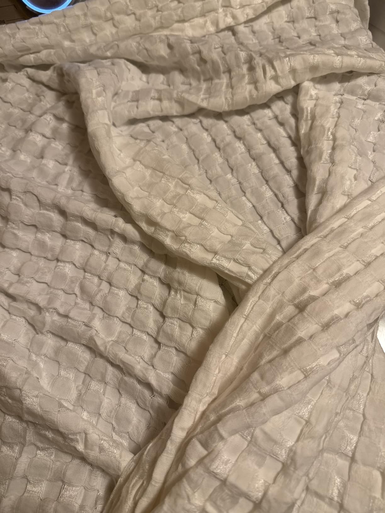 Bedsure Cooling Waffle Queen Size Blanket - Lightweight Cotton Summer Blanket of Rayon Derived from Bamboo for Hot Sleepers, Luxury Throws for Bed, Couch and Sofa, Ivory, 90x90 Inches customer photo 2