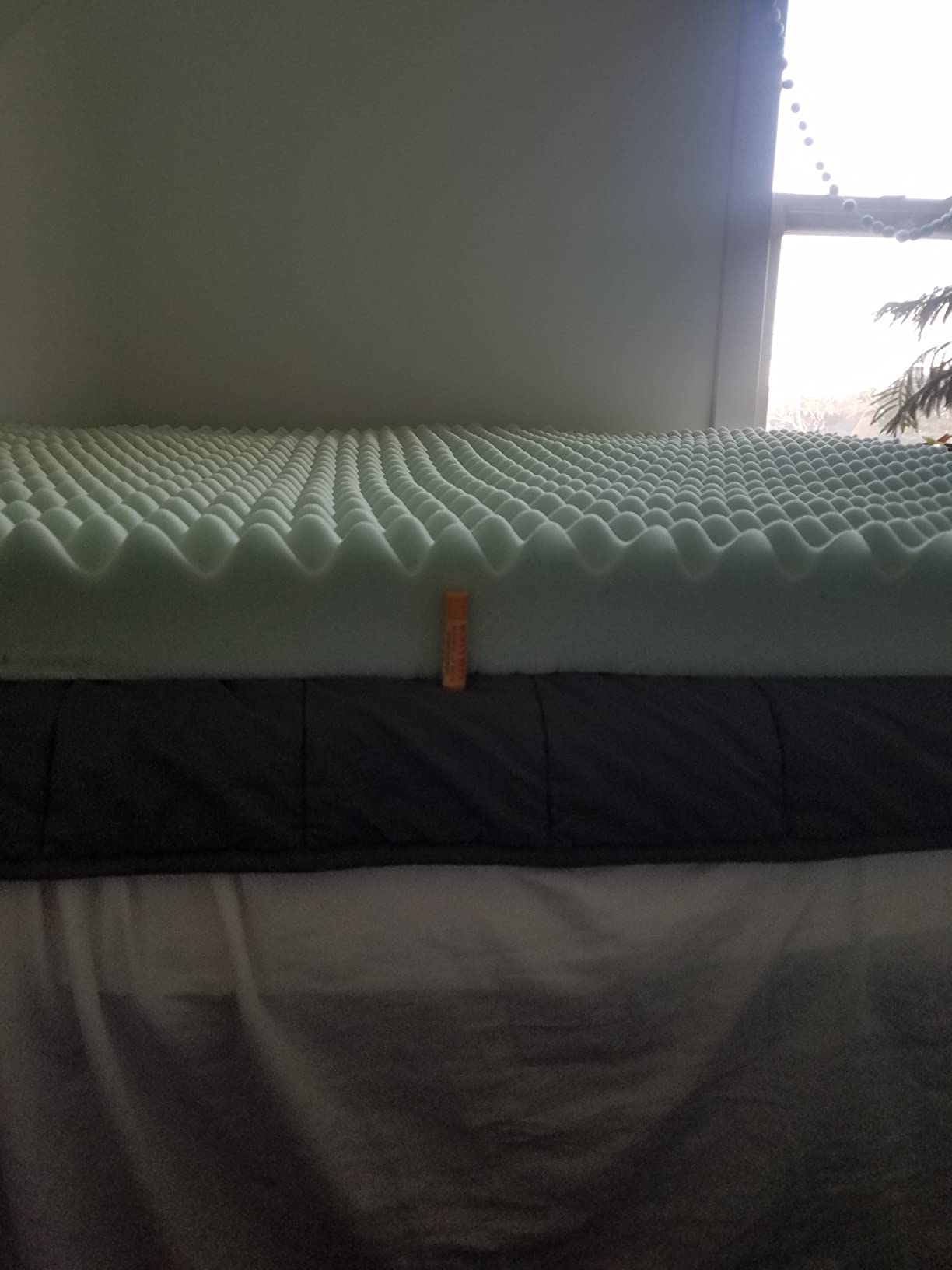 Best Price Mattress 4 Inch Egg Crate Memory Foam Mattress Topper with Cooling Gel Infusion, CertiPUR-US Certified, Dorm Essentials, Queen, Light Blue customer photo 1