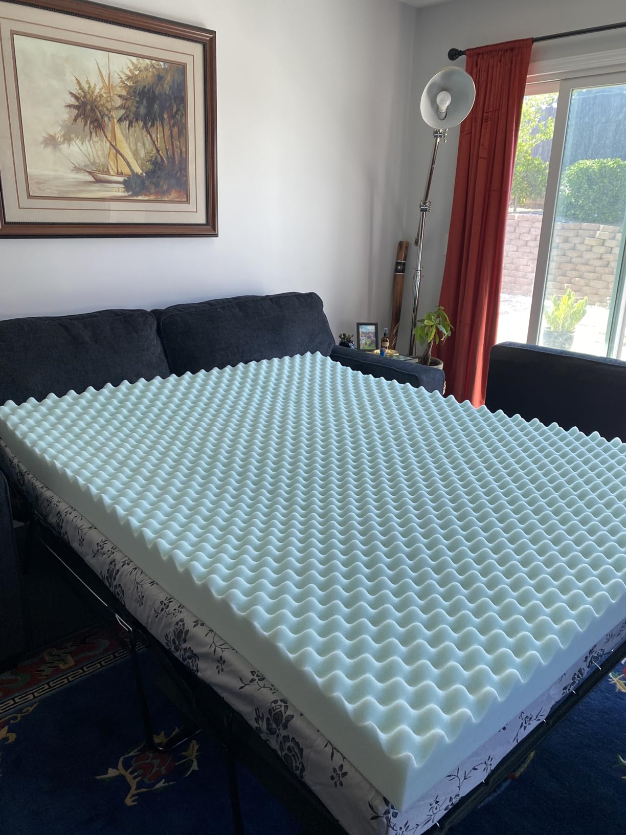 Best Price Mattress 4 Inch Egg Crate Memory Foam Mattress Topper with Cooling Gel Infusion, CertiPUR-US Certified, Dorm Essentials, Queen, Light Blue customer photo 2
