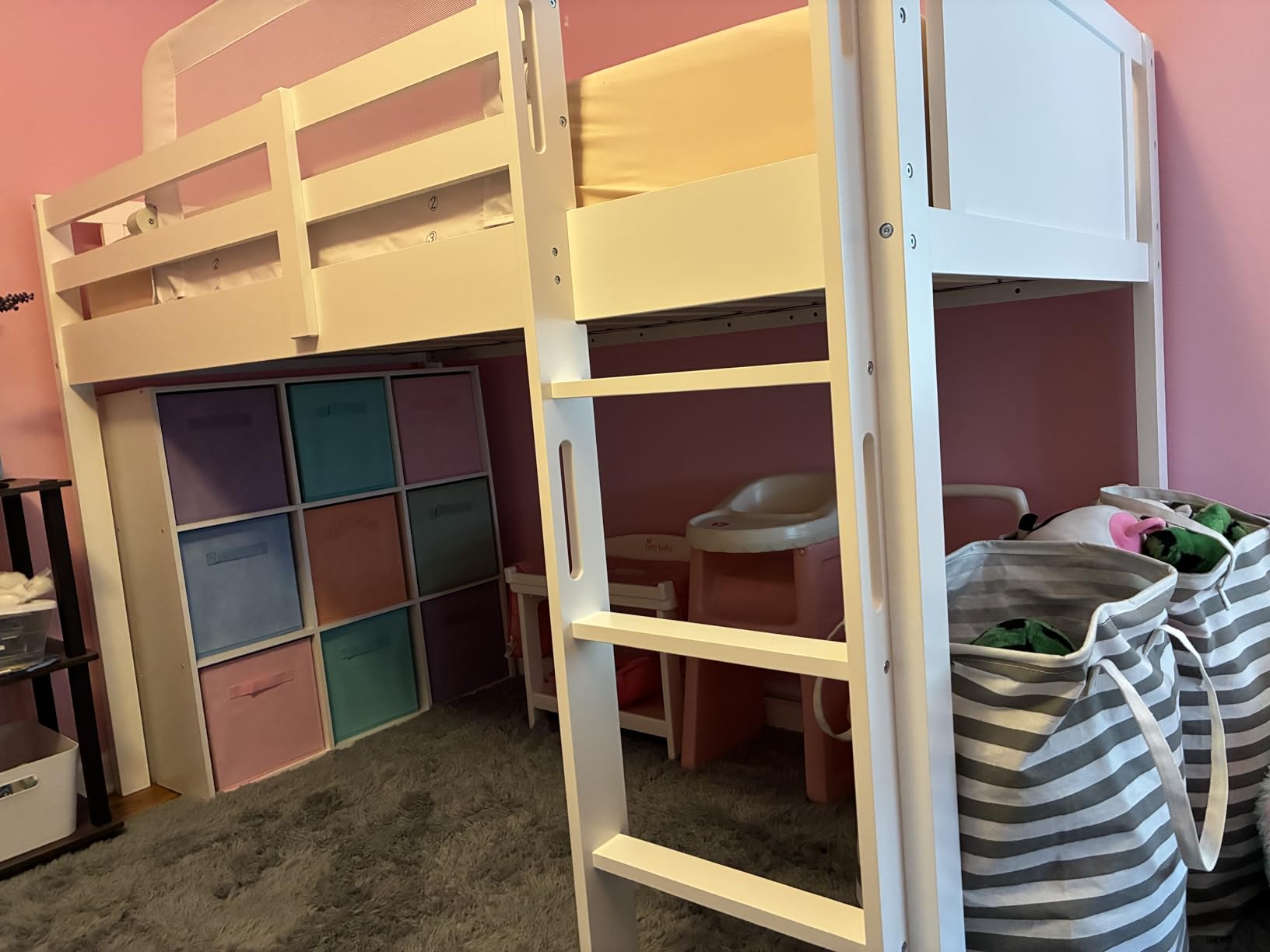 Delta Children Twin Loft Bed with Guardrail and Ladder (Coordinates with Loft Bed Tents Sold Separately), White customer photo 1