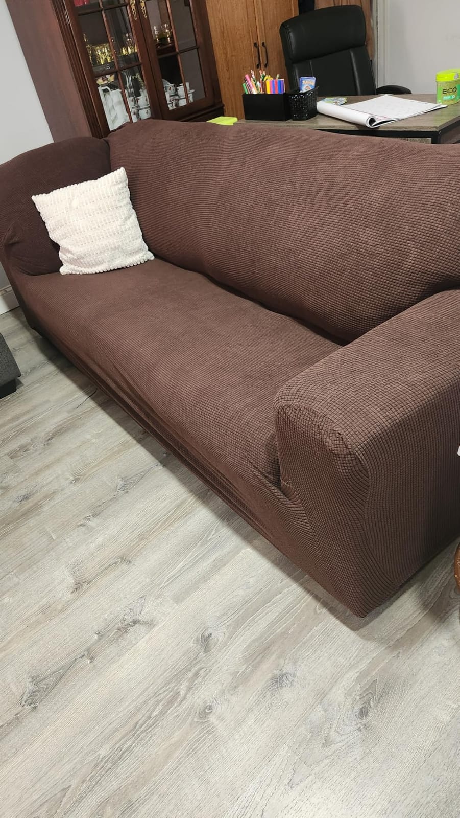KEKUOU Stretch Couch Covers for Sofa, 3 Cushion Couch Slipcover,Black customer photo 2