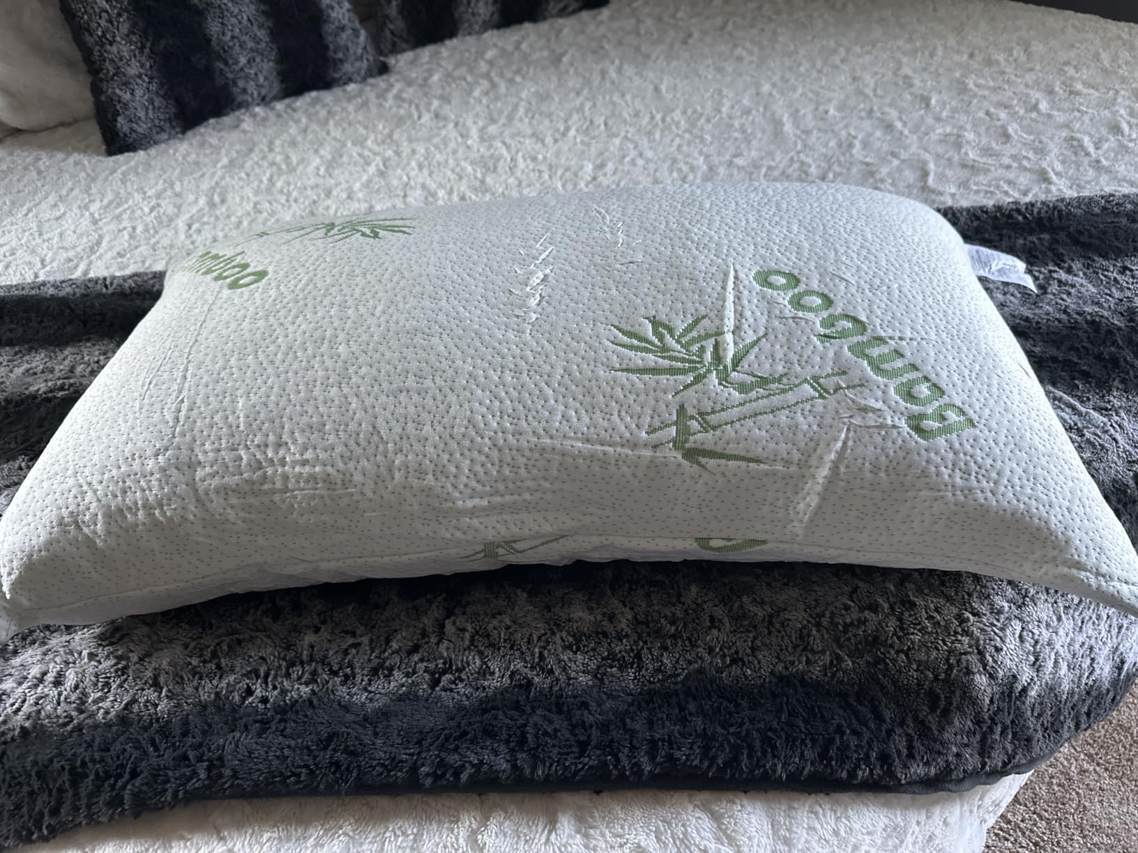 Memory Foam Bamboo Pillows King Size Set of 2 [Adjustable] for Sleeping customer photo 1