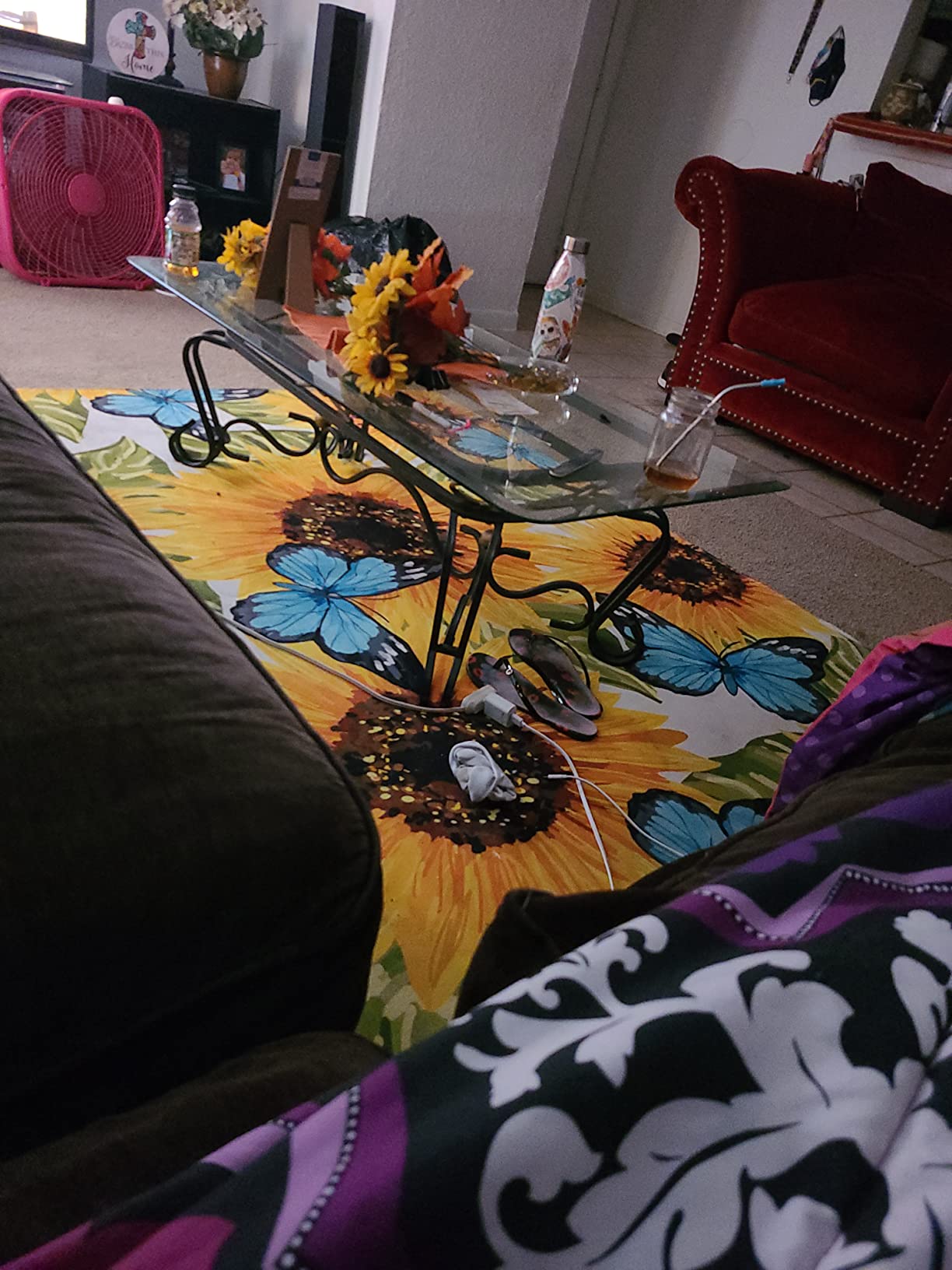 Music Notes Print Area Rug,Modern Flannel Microfiber Non-Slip Floor Mat Carpet for Living Room Bedroom 7' x 5' customer photo 2