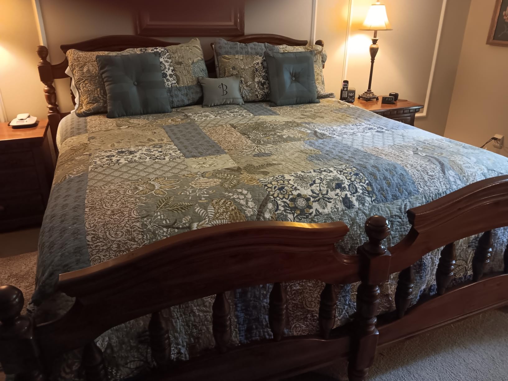 Secgo King Size Comforter Set- 100% Cotton Quilt King Size Set, Green, Sage bedspreads (96 * 108 Inch) with 2 Pillow Shams, Patchwork Reversible Lightweight Bedding customer photo 1