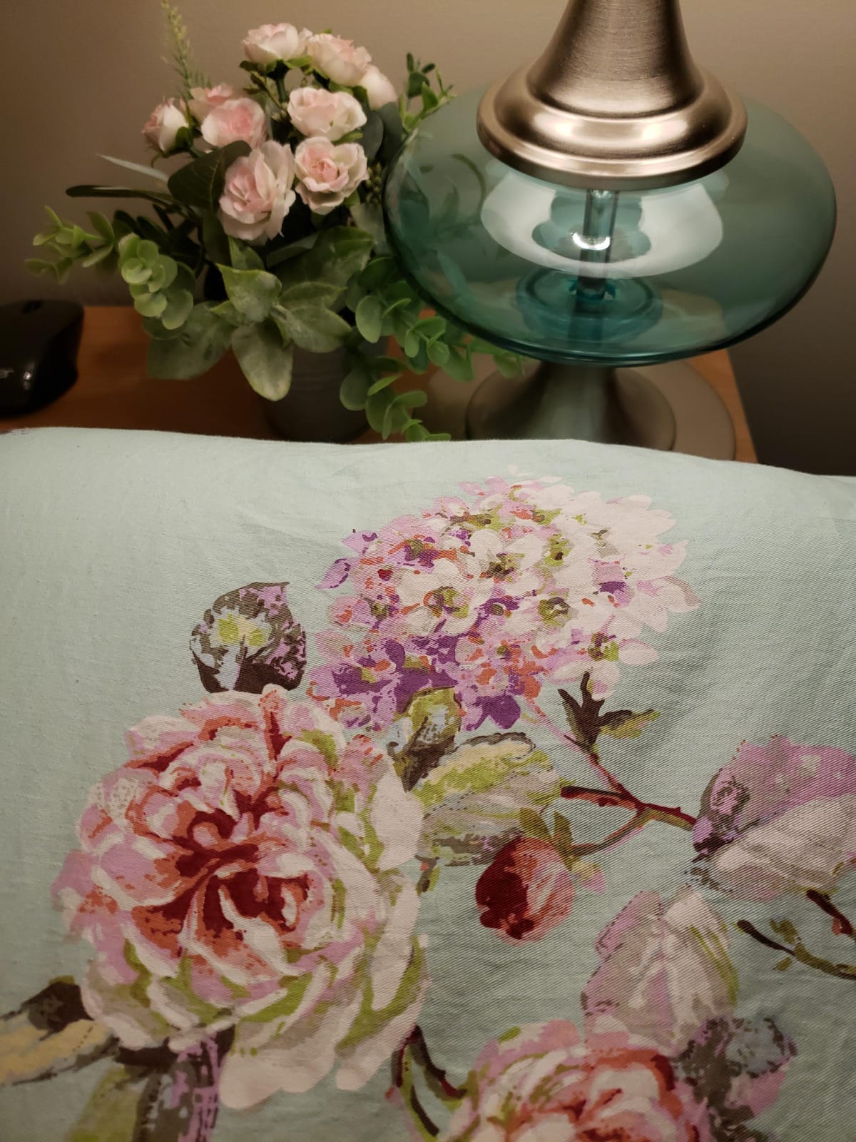 FADFAY Floral Duvet Cover Set Queen 100% Cotton Shabby Vintage Bedding 600 TC Mint Green White Flower Women Elegant Lily Print Comforter Cover Zipper Corner Ties Soft Bed Cover 3 Pcs customer photo 1