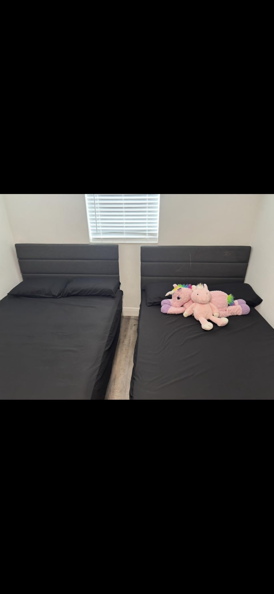 Allewie King Size Platform Bed Frame with Fabric Upholstered Headboard Gray customer photo 2