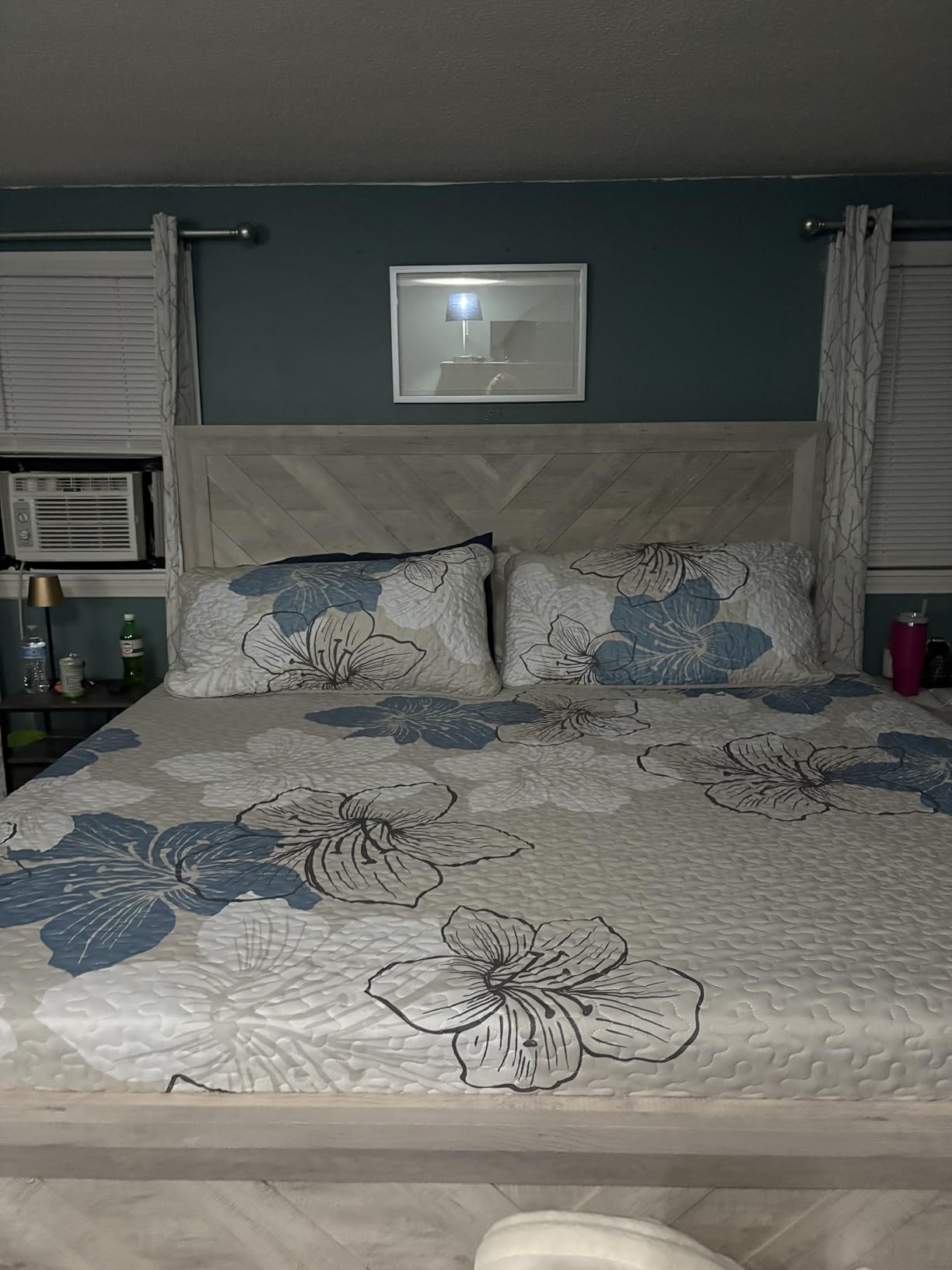 DJY Quilt Queen Size, 3 Pcs Blue Floral Boho Bedspread Coverlet Bedding Set customer photo 1