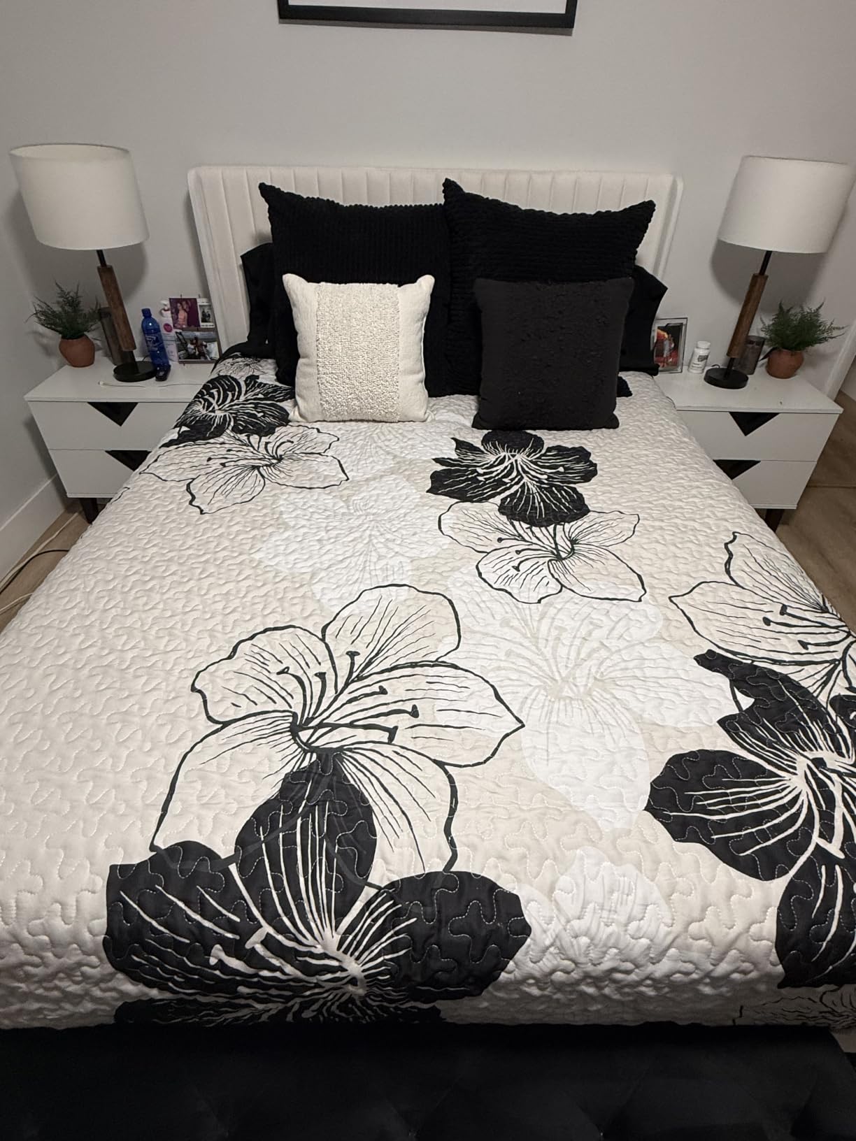 DJY Quilt Queen Size, 3 Pcs Blue Floral Boho Bedspread Coverlet Bedding Set customer photo 2