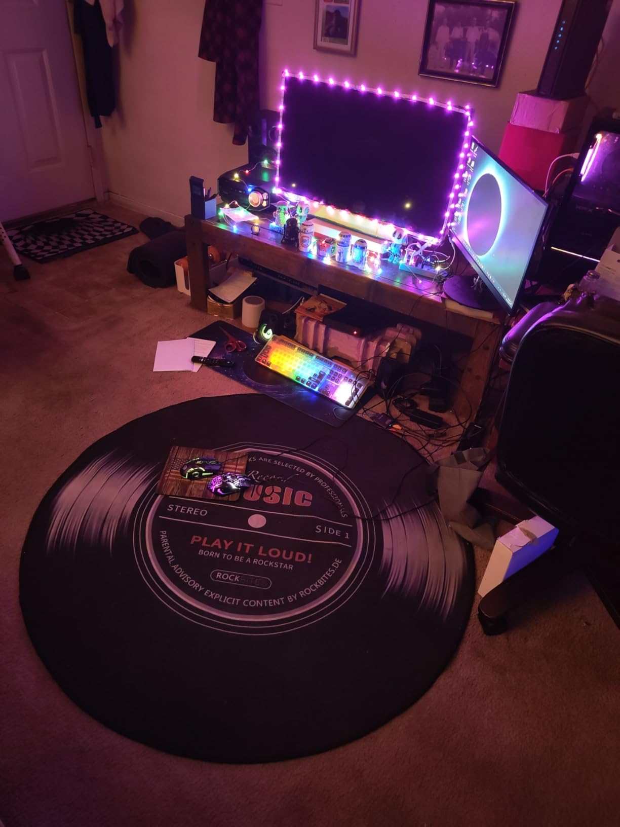 Aomesinc Round Vinyl Record Area Rug, Non-Slip Floor Mat,120X120cm customer photo 2