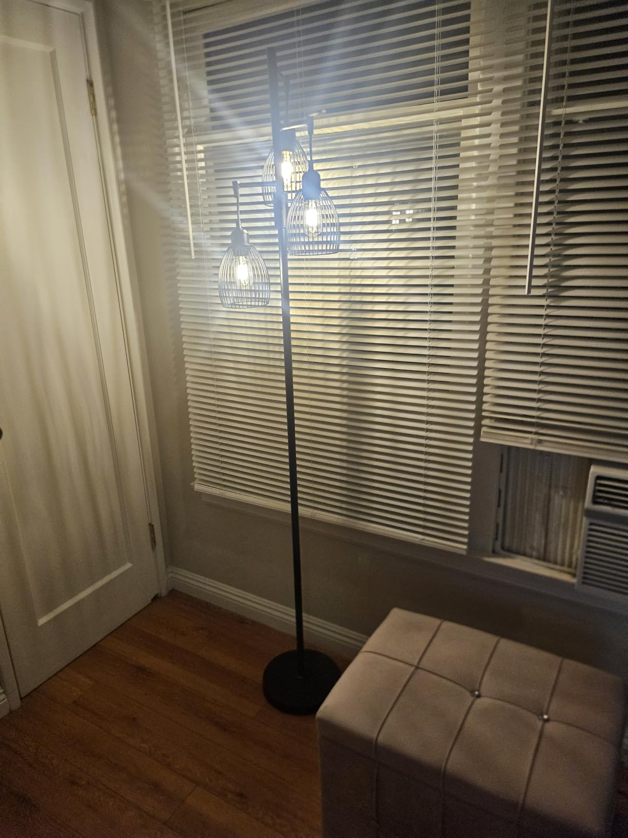 Dimmable Floor Lamp, 3 x 800LM LED Edison Bulbs Included, Farmhouse Industrial Floor Lamp Standing Tree Lamp with Elegant Teardrop Cage Head Tall Lamp for Living Room Bedroom Office Dining Room - Gold customer photo 1