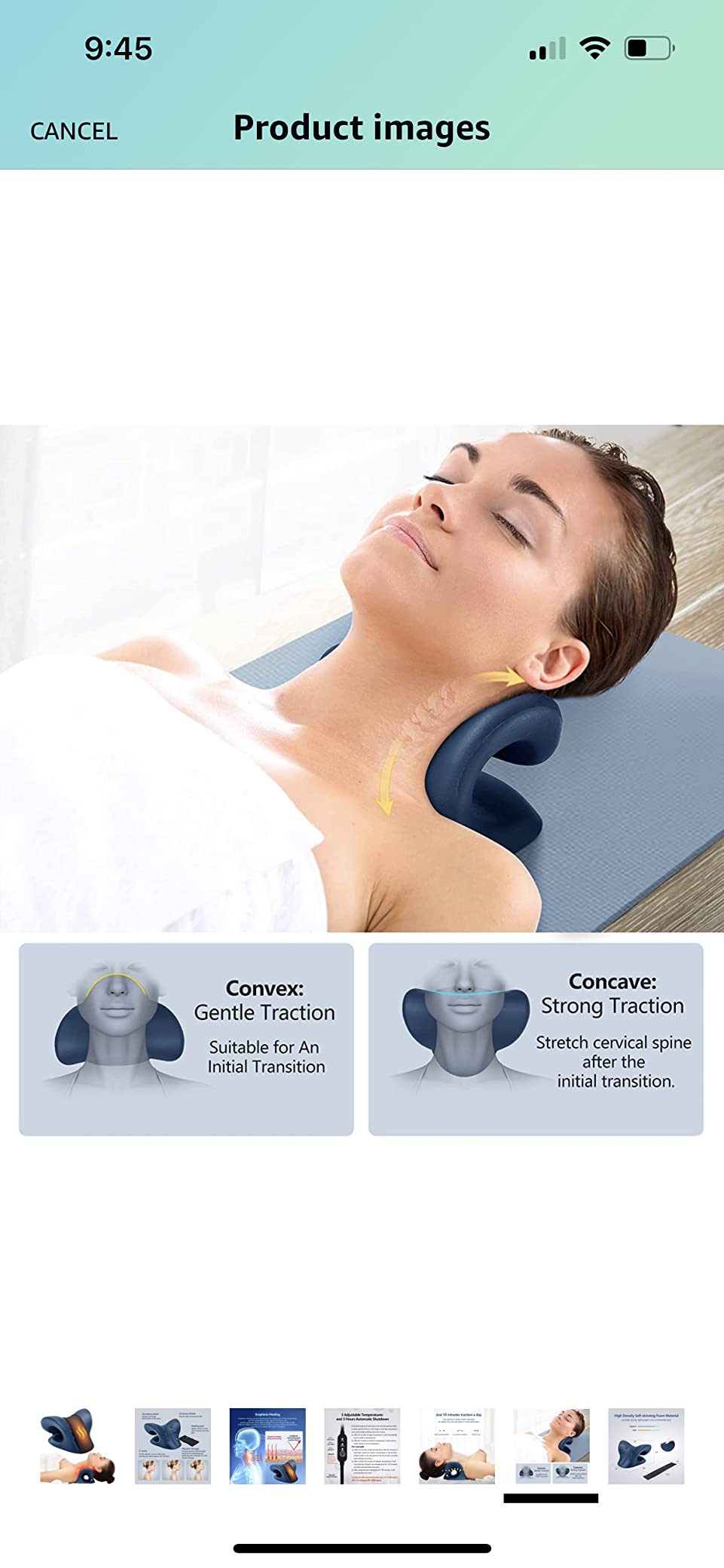 Neck Stretcher for Neck Pain Relief, Heated Cervical Traction Device Pillow with Graphene Heating Pad, Neck and Shoulder Relaxer for TMJ Pain Relief and Cervical Spine Alignment (Dark Blue) customer photo 1
