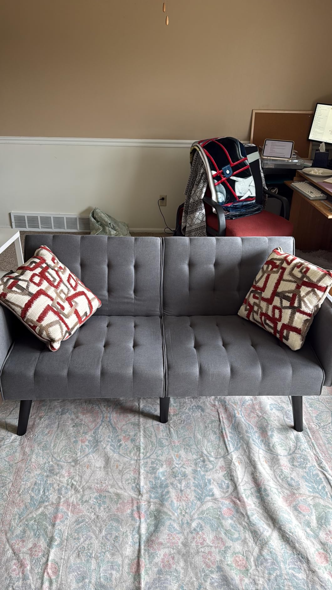 65'' Convertible Futon Sofa Bed with USB, Small Couch for Living Room customer photo 1