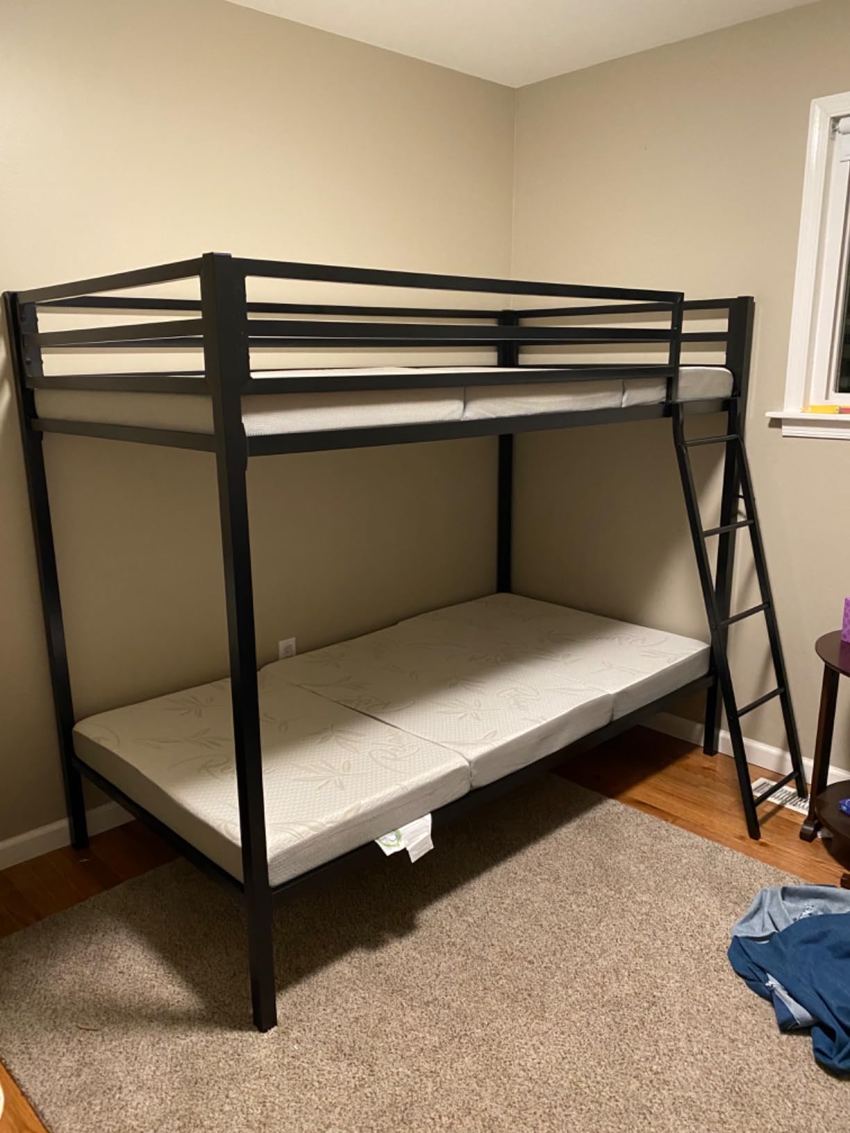 SHA CERLIN Bunk Bed Twin Over Twin Size with Ladder and Guardrail,Black | Heavy Duty,Metal Slats Support,No Box Spring Needed,Small Space Saving Furniture for Bedroom Dorm customer photo 2