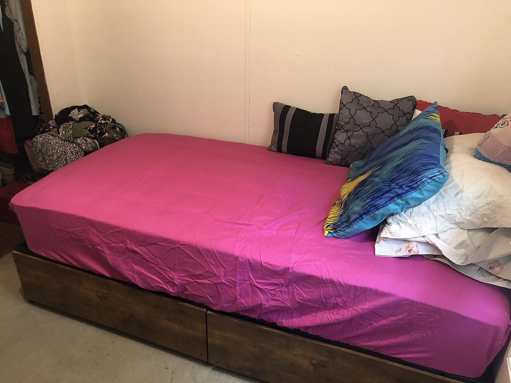 GAZHOME Twin Bed Frame with 2 XL Storage Drawers, Metal Platform Bed Frame with Footboard, 9 Strong Metal Slat Support/No Box Spring Needed/Easy Assembly/Space Saving Wood customer photo 1