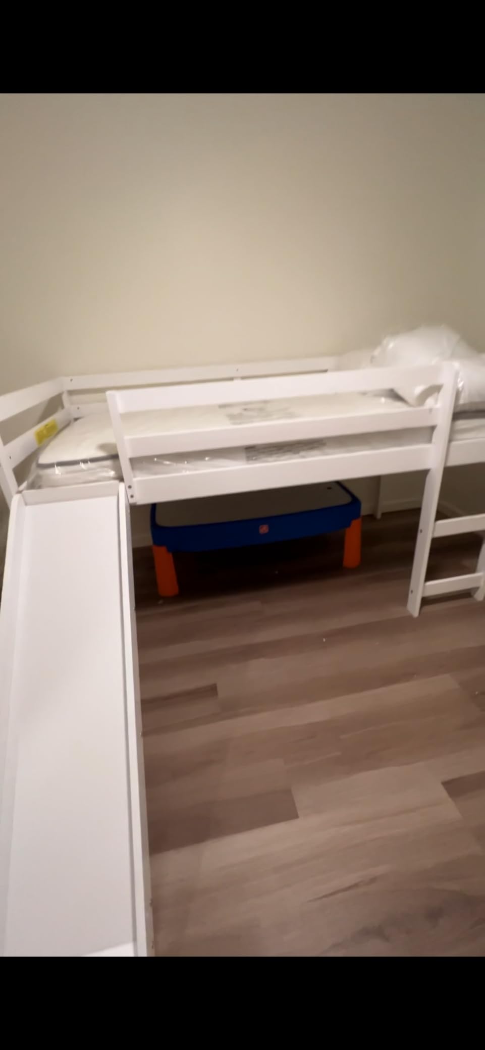 NAFORT Twin Size Loft Bed with Slide & Stairs - Low Loft Bed for Kids, Solid Wood Frame with Guard Rails, Slat Support & Climbing Ladder, Space Saving White Finish customer photo 1