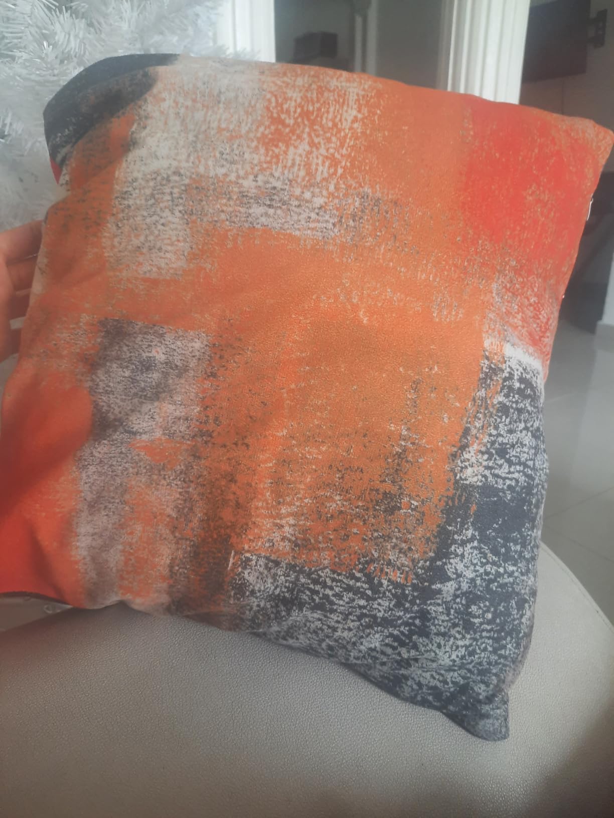 Set of 4 Blue and Grey Abstract Art Artwork Pillow Cover 18 x 18 Inch, Gallery Modern Decorative Throw Pillows Cushion Cover for Bedroom Sofa Living Room | Double-sided vibrant artwork accent cushion covers. Perfect decorative pillows for couch, sofa, bed, and living room. customer photo 1