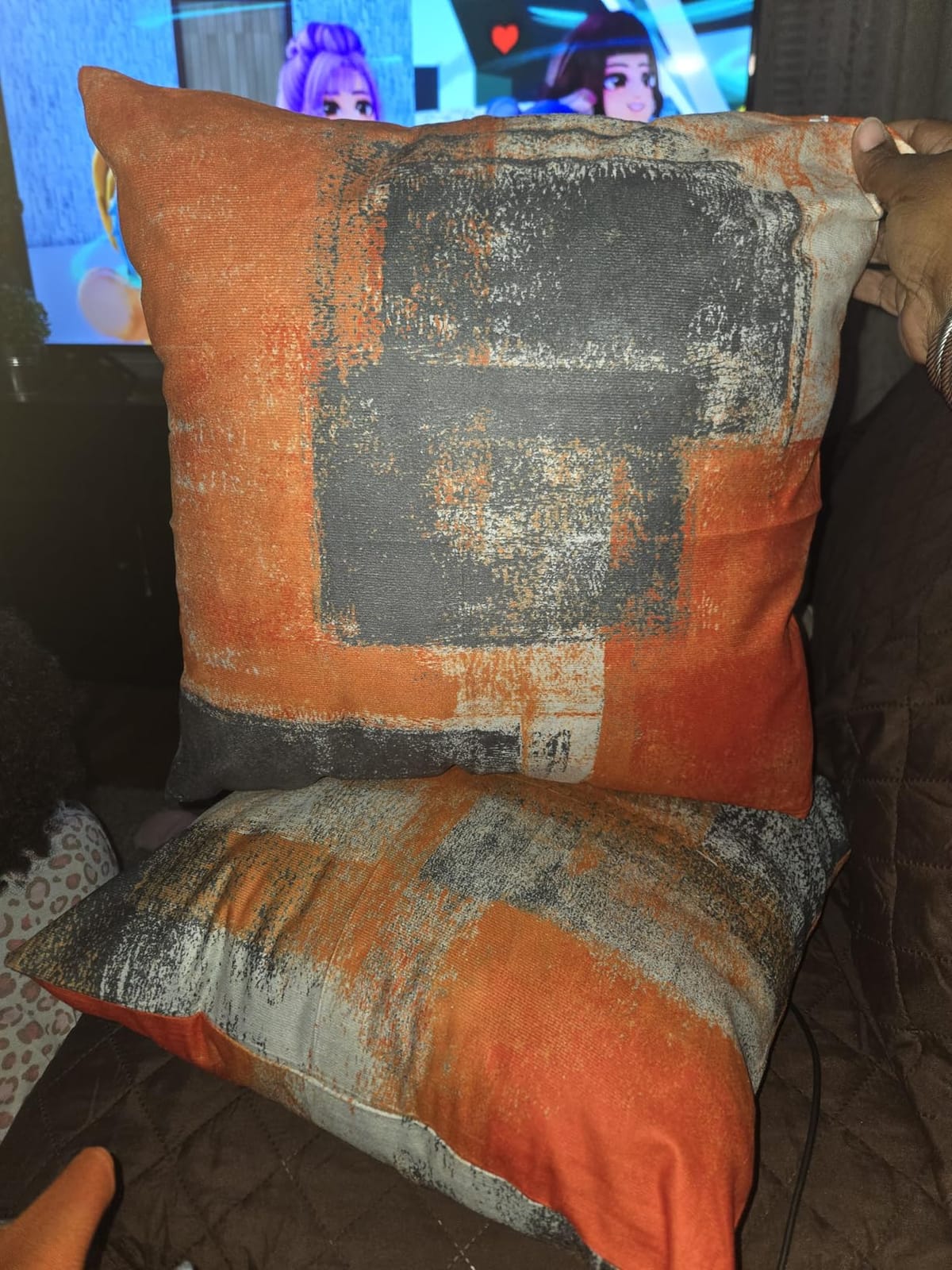 Set of 4 Blue and Grey Abstract Art Artwork Pillow Cover 18 x 18 Inch, Gallery Modern Decorative Throw Pillows Cushion Cover for Bedroom Sofa Living Room | Double-sided vibrant artwork accent cushion covers. Perfect decorative pillows for couch, sofa, bed, and living room. customer photo 2