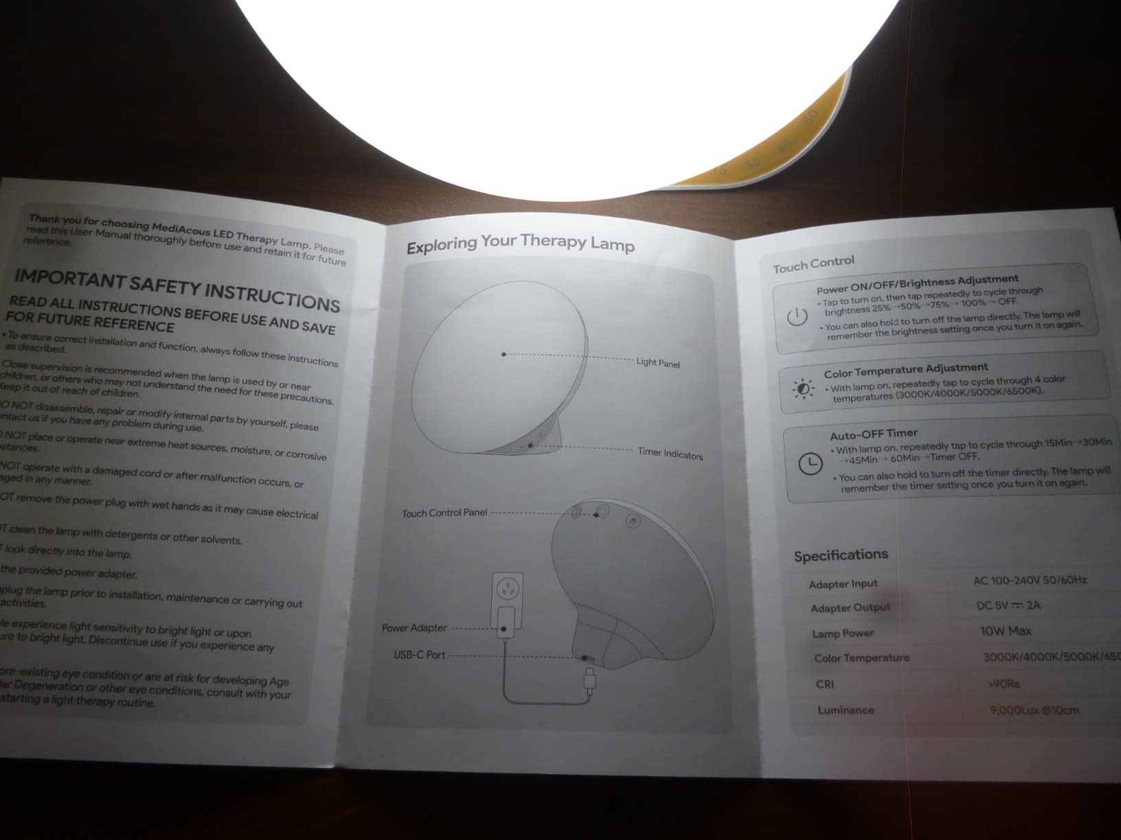 MediAcous Light Therapy Lamp, UV-Free 10000Lux Therapy Light with Timer customer photo 1