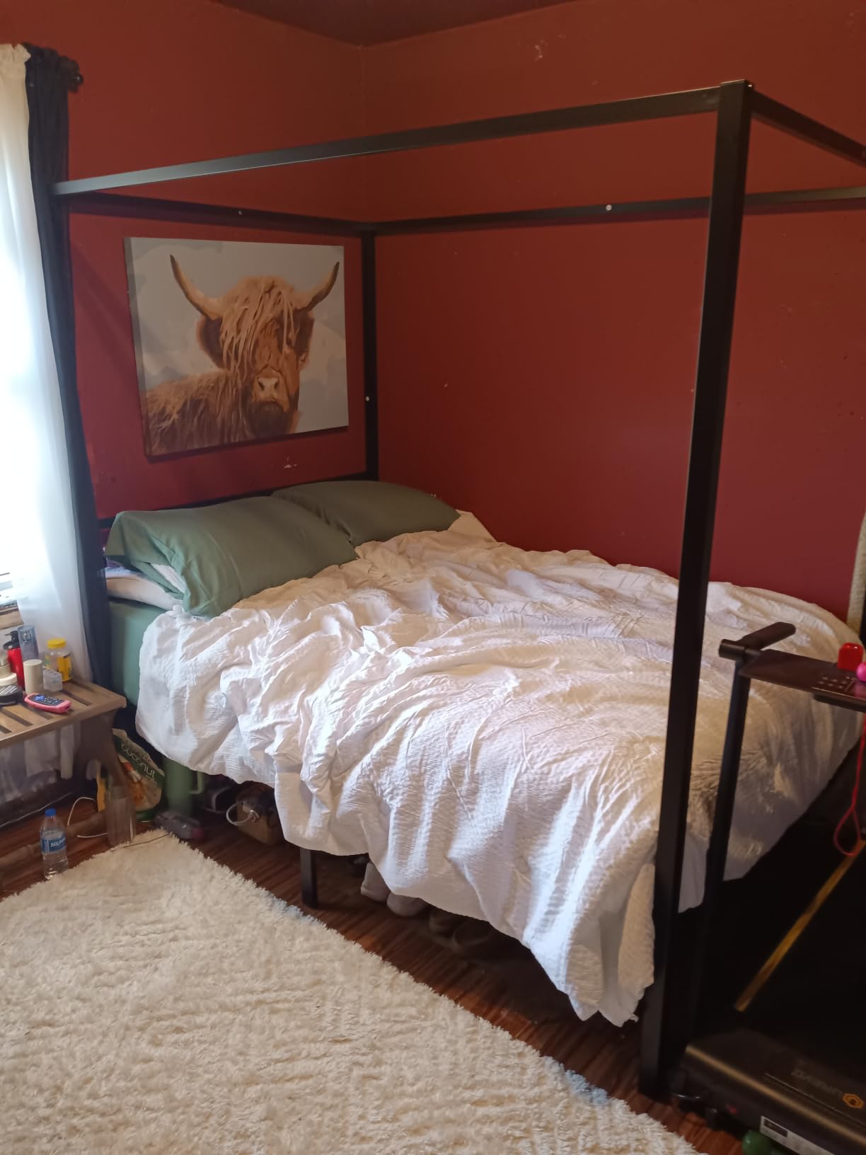 SHA CERLIN Full Size Canopy Bed Frame with Heavy Duty Metal Slats, Black customer photo 2