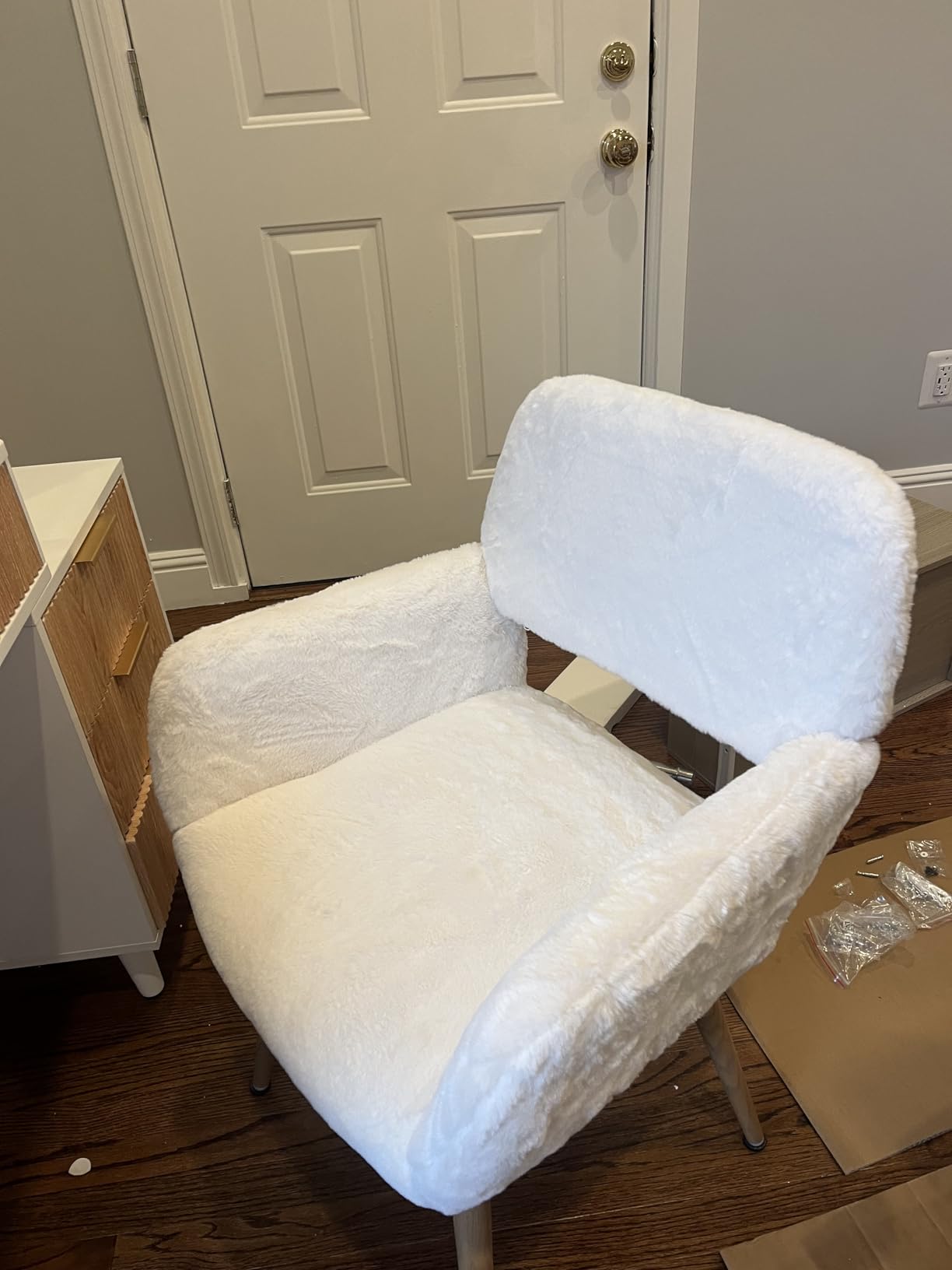 KCC Desk Chair No Wheels Makeup Vanity Chair for Living Room,1PC,White customer photo 1