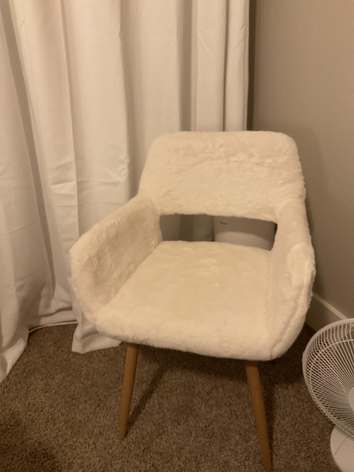 KCC Desk Chair No Wheels Makeup Vanity Chair for Living Room,1PC,White customer photo 2