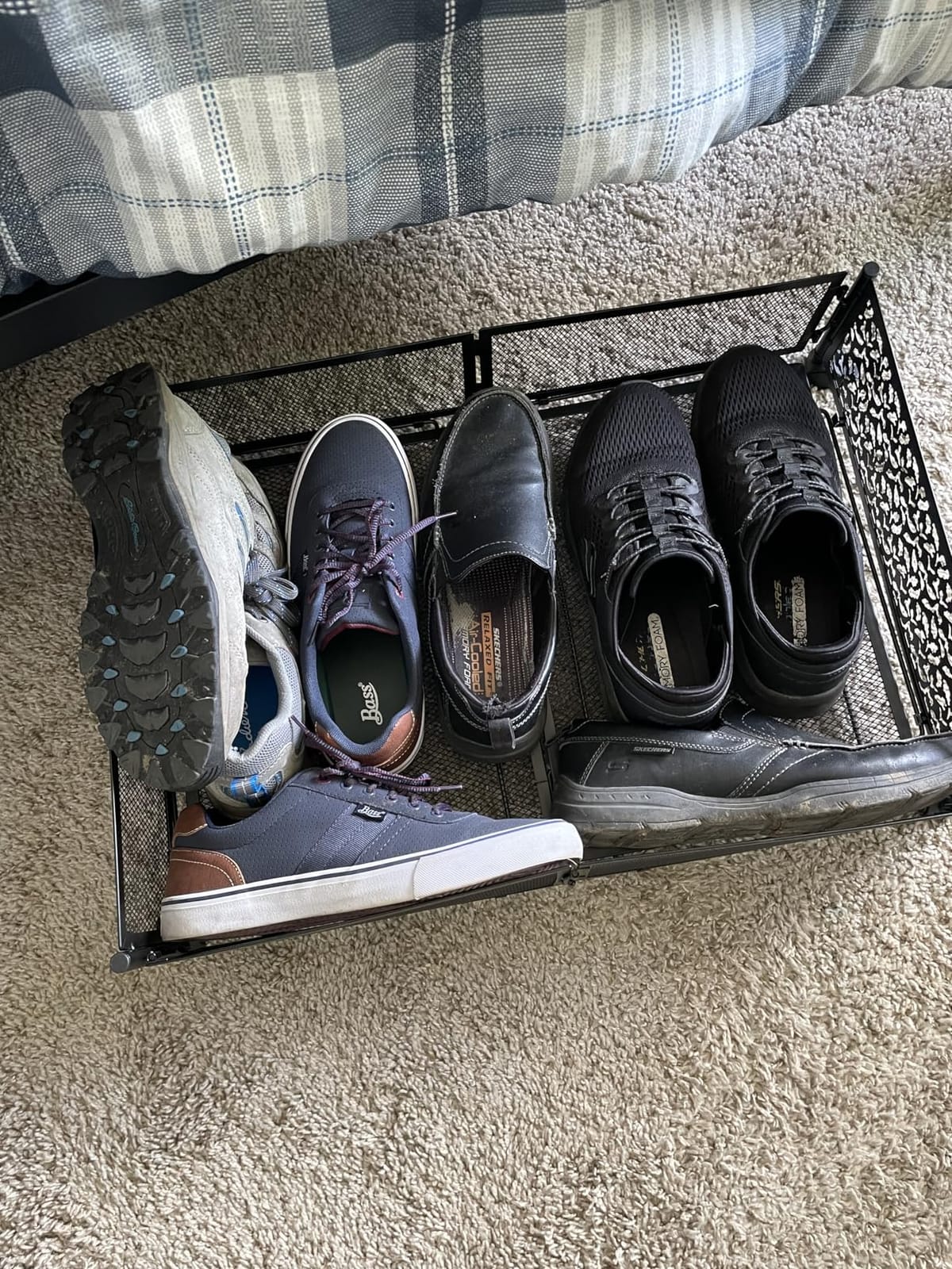 PHINOX Under Bed Stroage Container with wheels,Patterned,Metal,2 Pack,Black | Tool-free assembly, glide smoothly, easy reach, foldable, maxmazie low-profile beds, dorm, keep seasonal clothes, shoes fresh customer photo 2