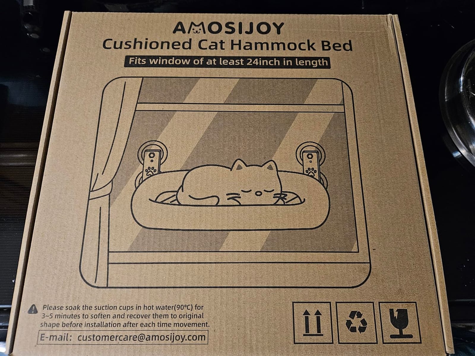 AMOSIJOY Cordless Cat Window Perch with Cushion Bed Metal Frame, L White customer photo 1