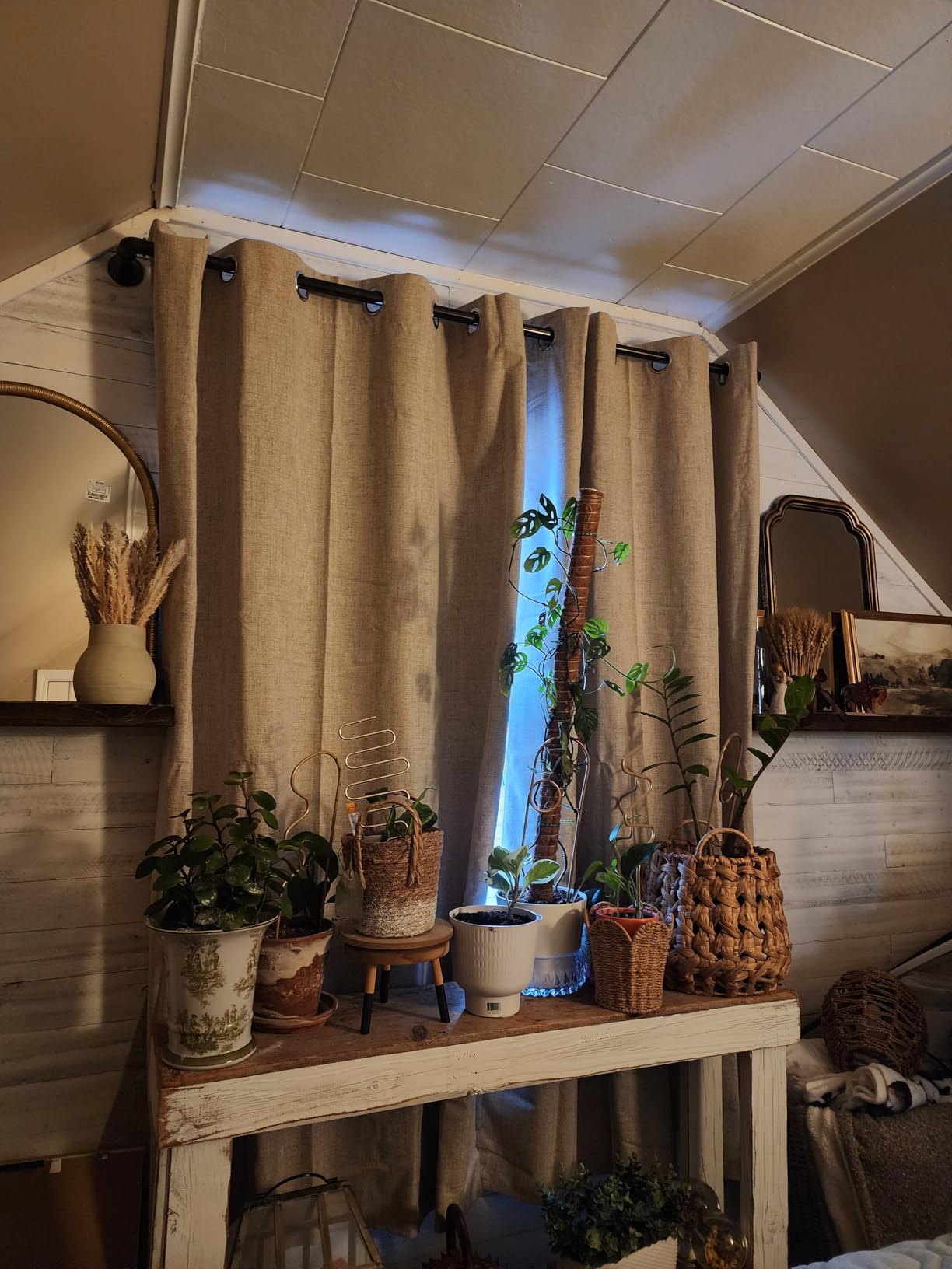 NICETOWN Natural 100% Blackout Linen Curtains 84 inch Long Burg for Living Room, 2 Panels, 52