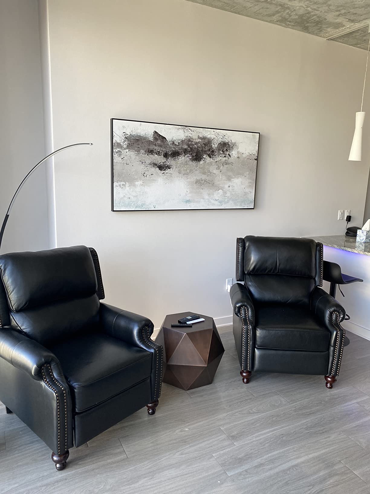 HULALA HOME Genuine Leather Recliner Chair, Burgundy customer photo 1