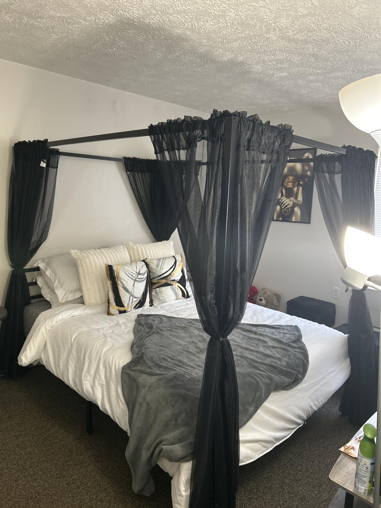 ikalido Full Size Metal Canopy Bed Frame, Heavy-Duty Support, Black customer photo 1