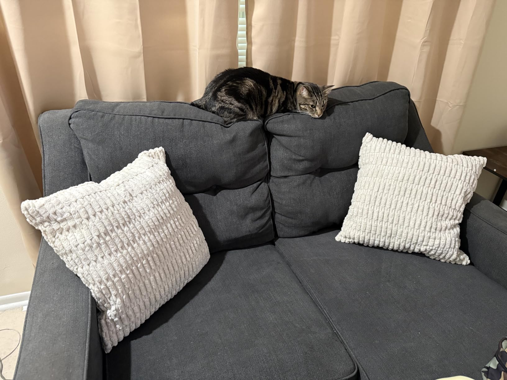 MIULEE Corduroy Decorative Throw Pillow Covers 18x18 Light Grey Pack of 2 customer photo 1