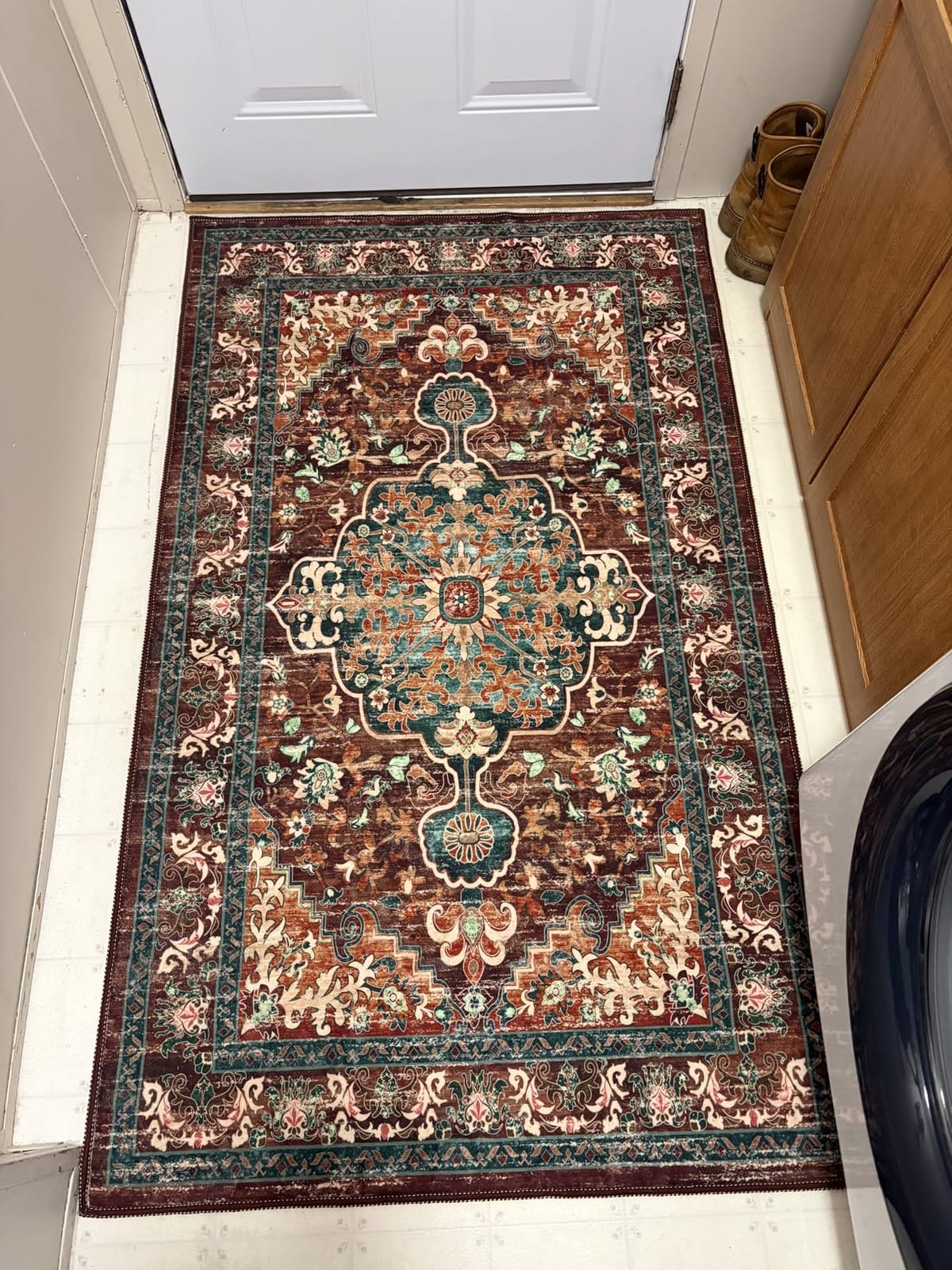 U'Artlines 2' x 6' Boho Hallway Runner Rug Non Slip Washable Runners,Green customer photo 2