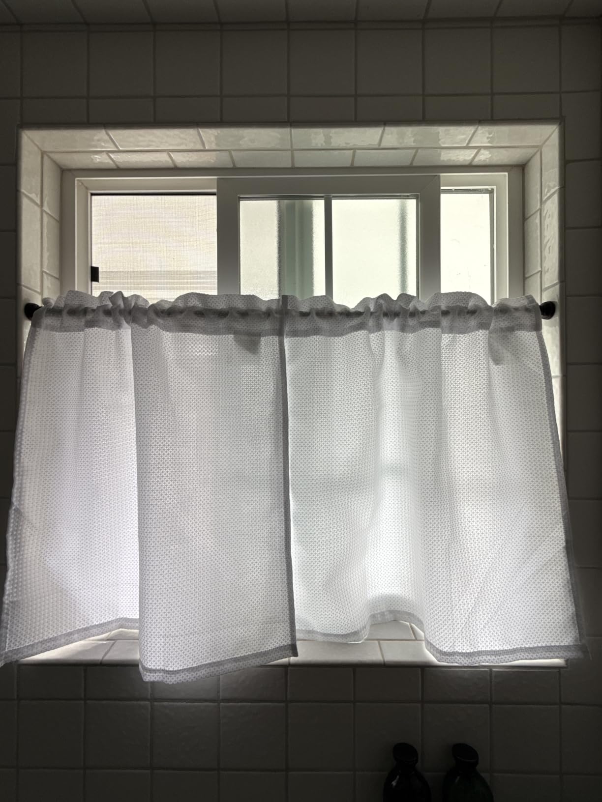 Home Queen White Waffle Bathroom Window Curtains, 24 W X 36 L Inch Each customer photo 1